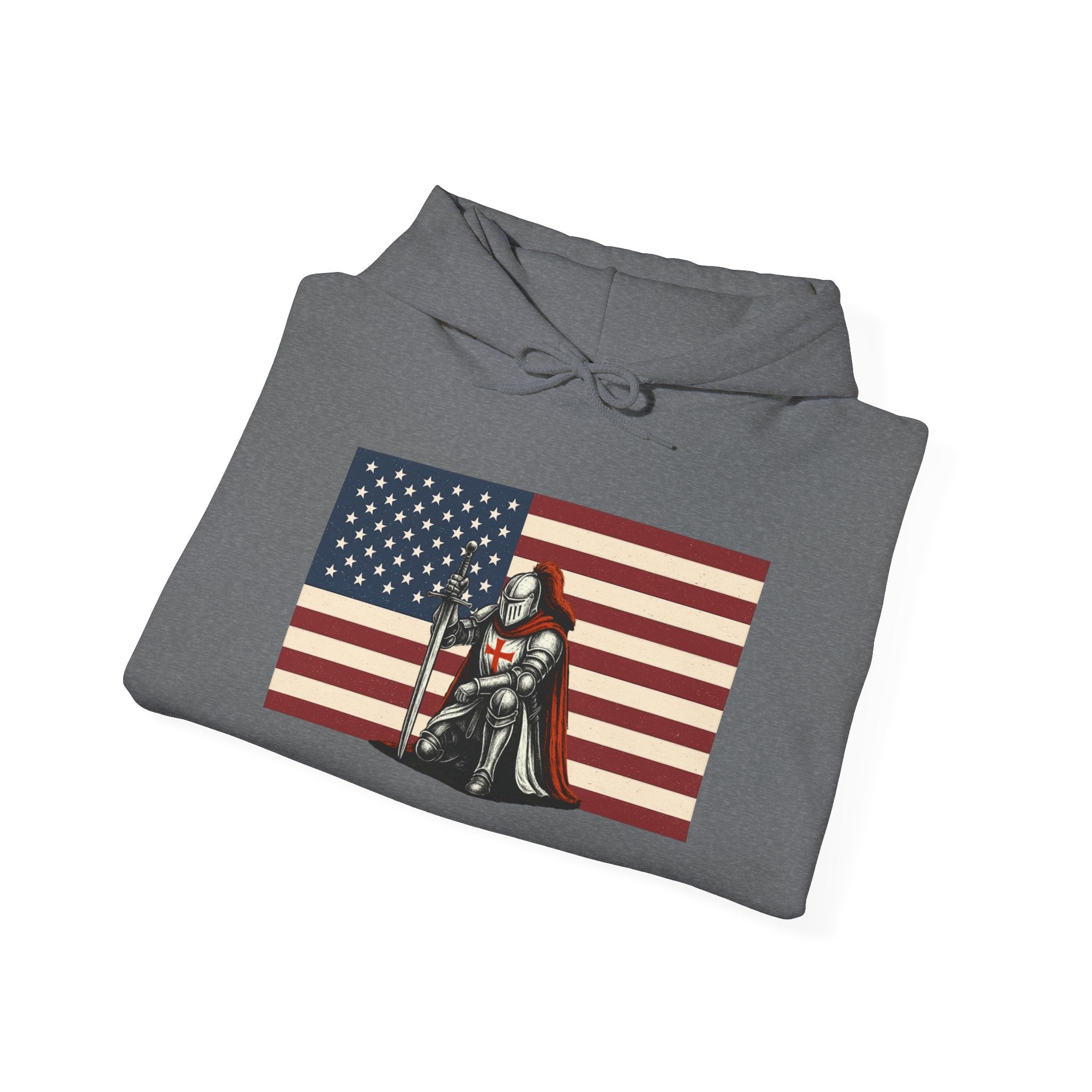 American Crusader Graphic Pull Over Hoodie Sweatshirt