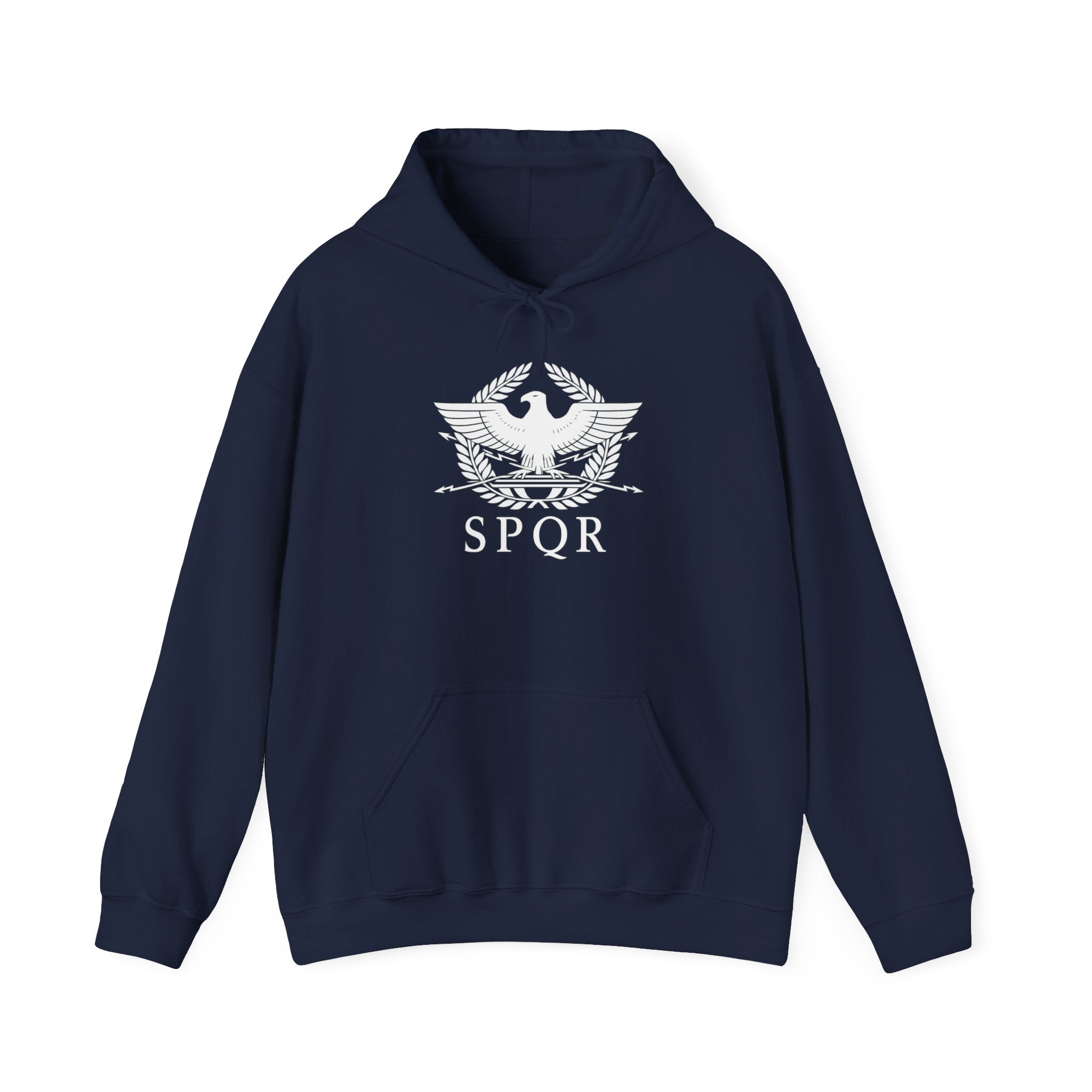 SPQR Roman Eagle White Design Pull Over Hoodie