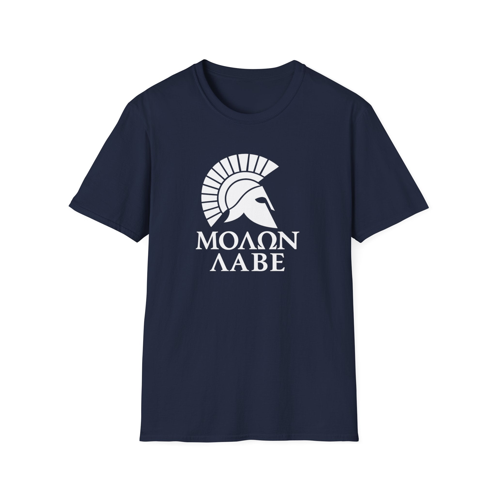 Molon Labe "Come and Take It!" in Greek Large Text White Design Softstyle Cotton T-Shirt