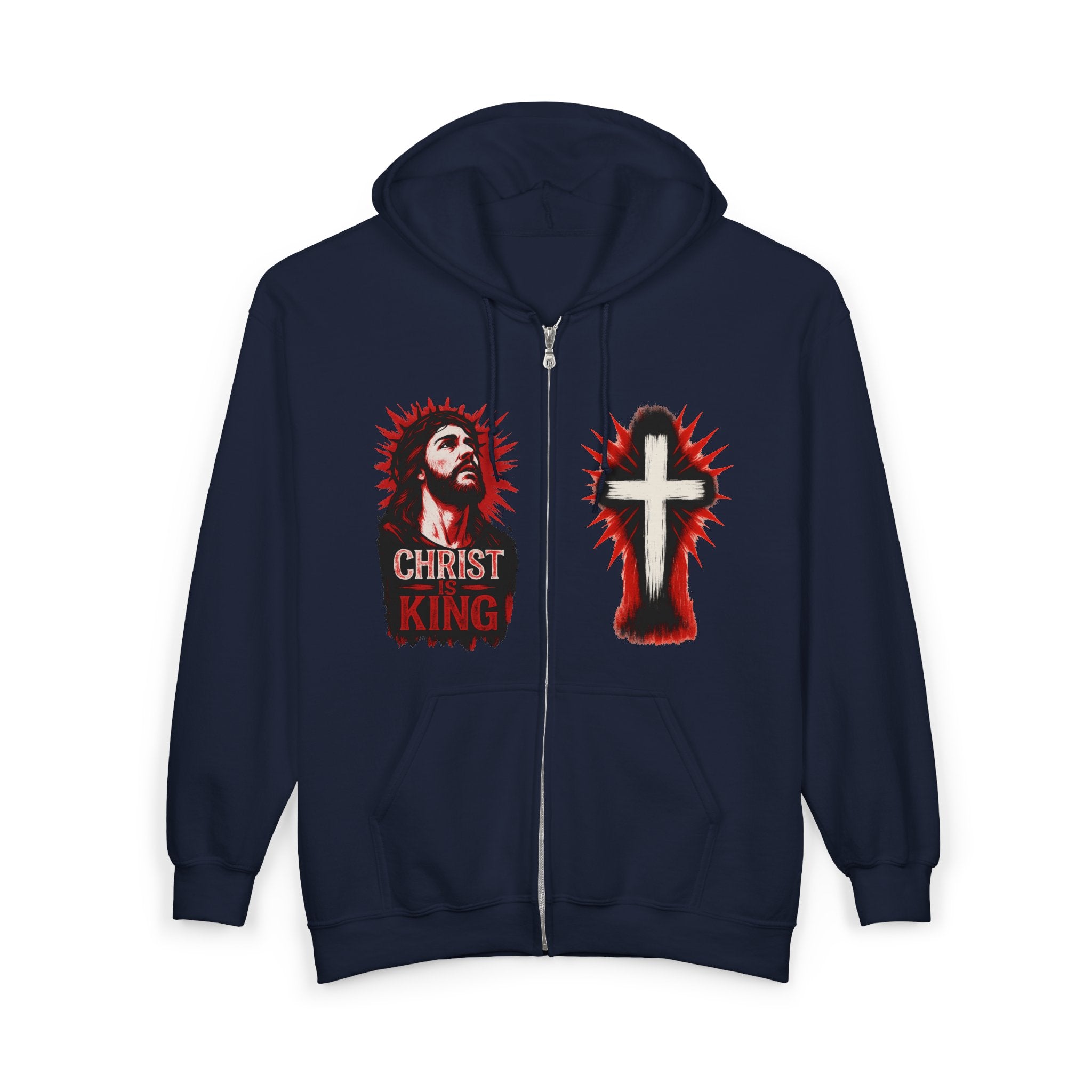 Christ is King Full Zip Hoodie, Crucifix Sweatshirt
