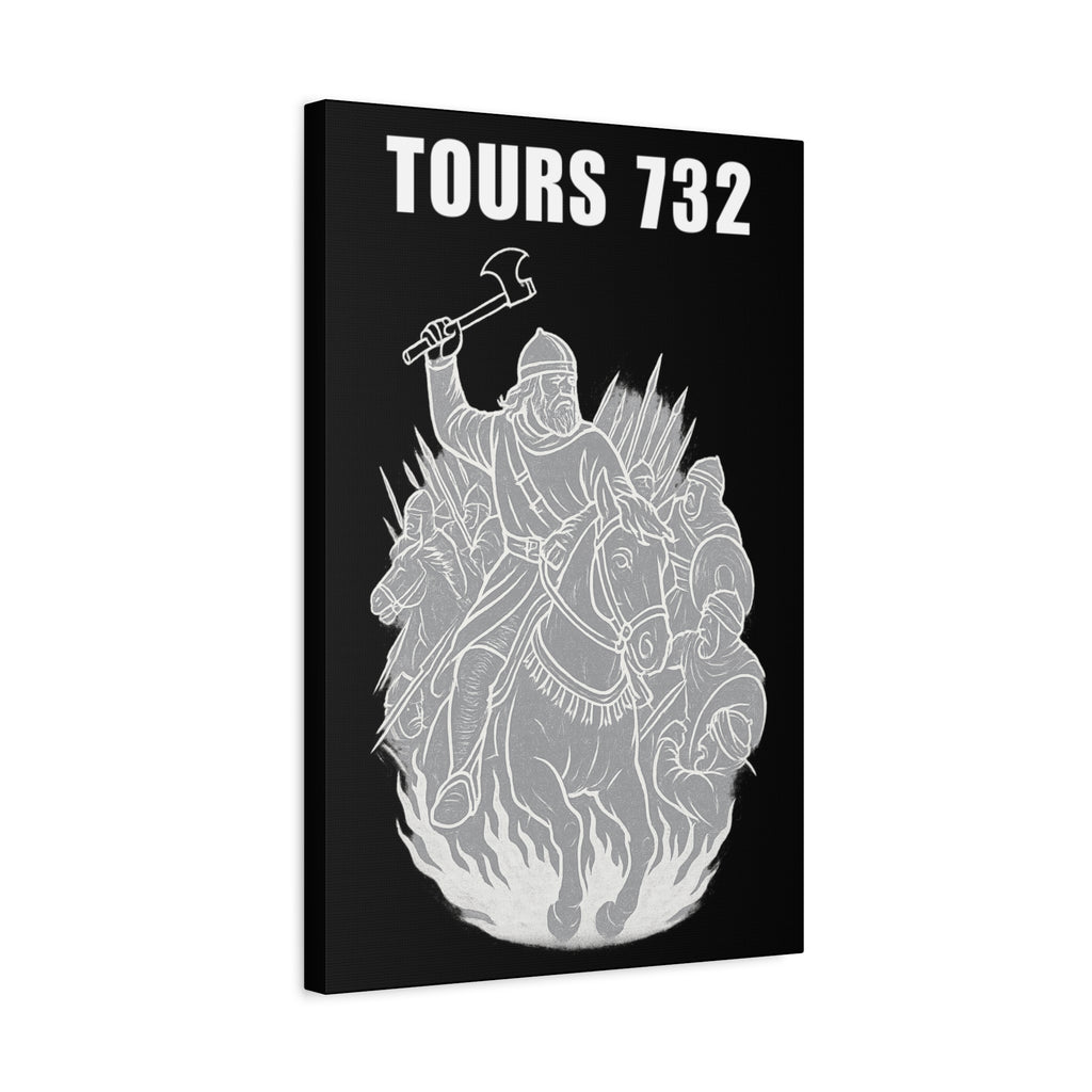 Battle of Tours 732 AD Charles "The Hammer" Martel and Franks Black and White Scene Matte Canvas Wall Art, Home Décor