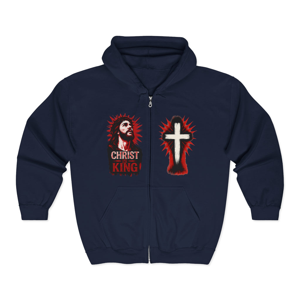 Christ is King Full Zip Hoodie, Crucifix Sweatshirt