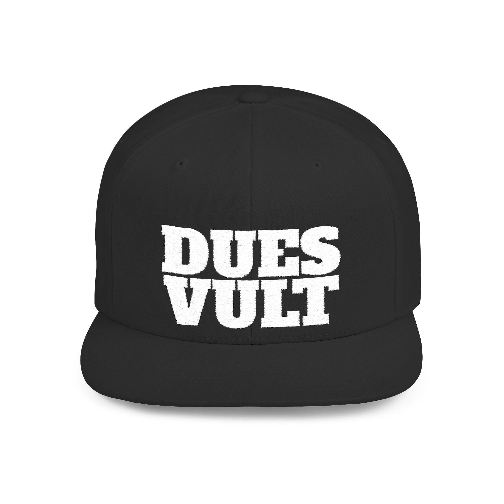 Dues Vult White Letter Flat Bill Snapback Hat, Dues Vult Cap