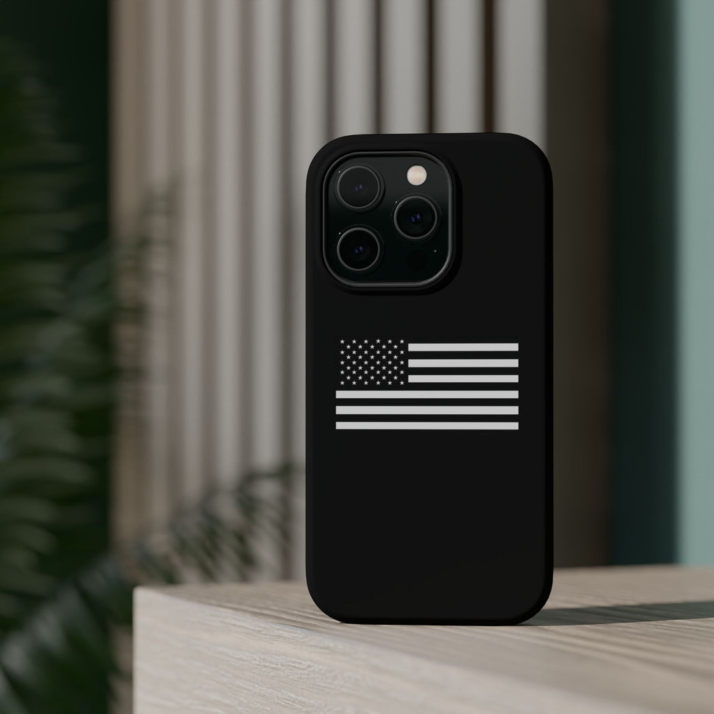 Black and White American Flag Magnetic Impact-Resistant Cases