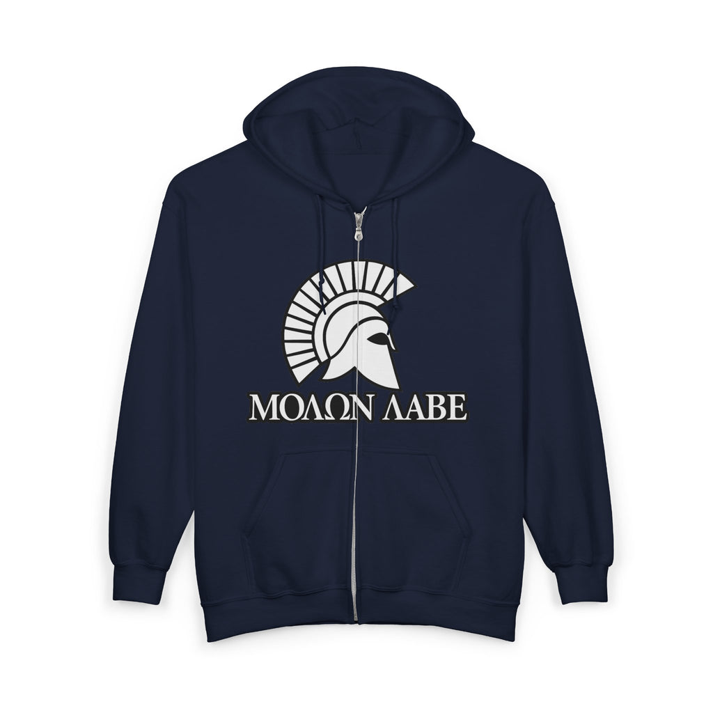 Molon Labe "Come and Take It!" in Greek White Design Zip Up Hoodie Sweatshirt
