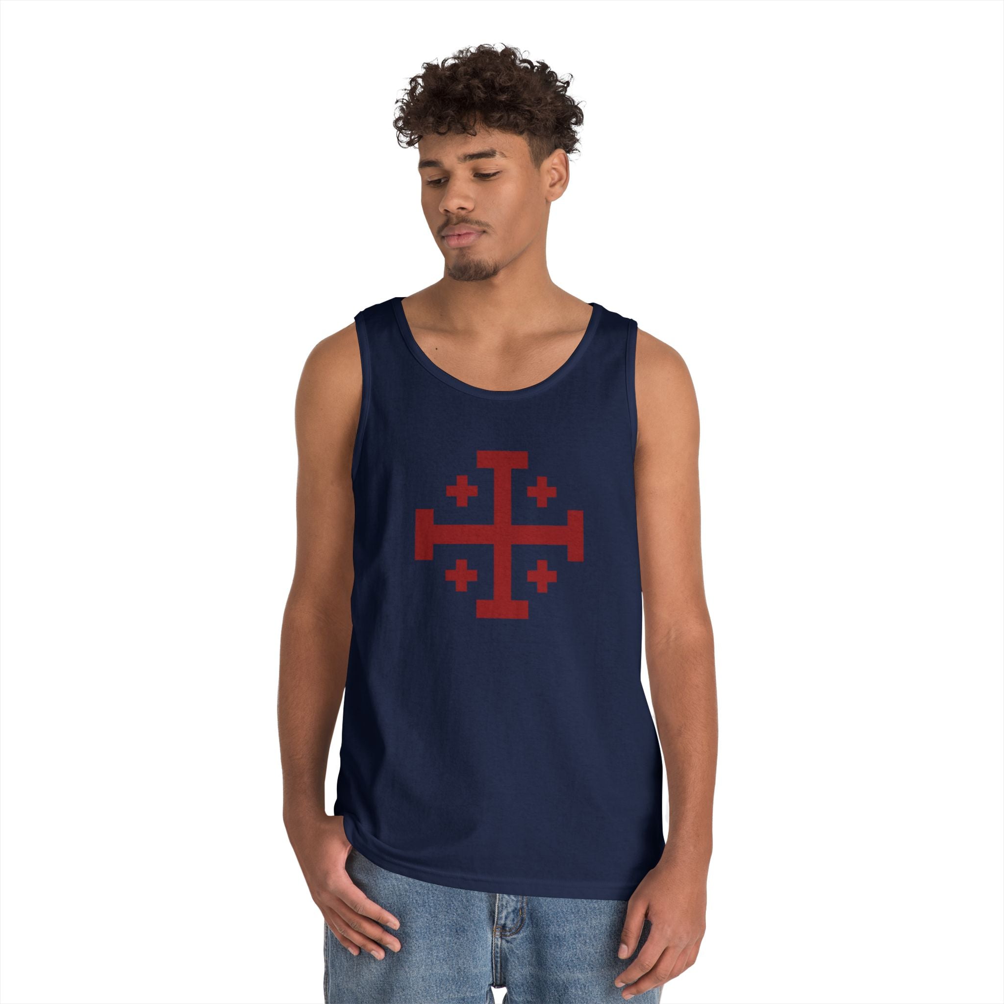 Cross of Jerusalem Red Unisex Heavy Cotton Tank Top