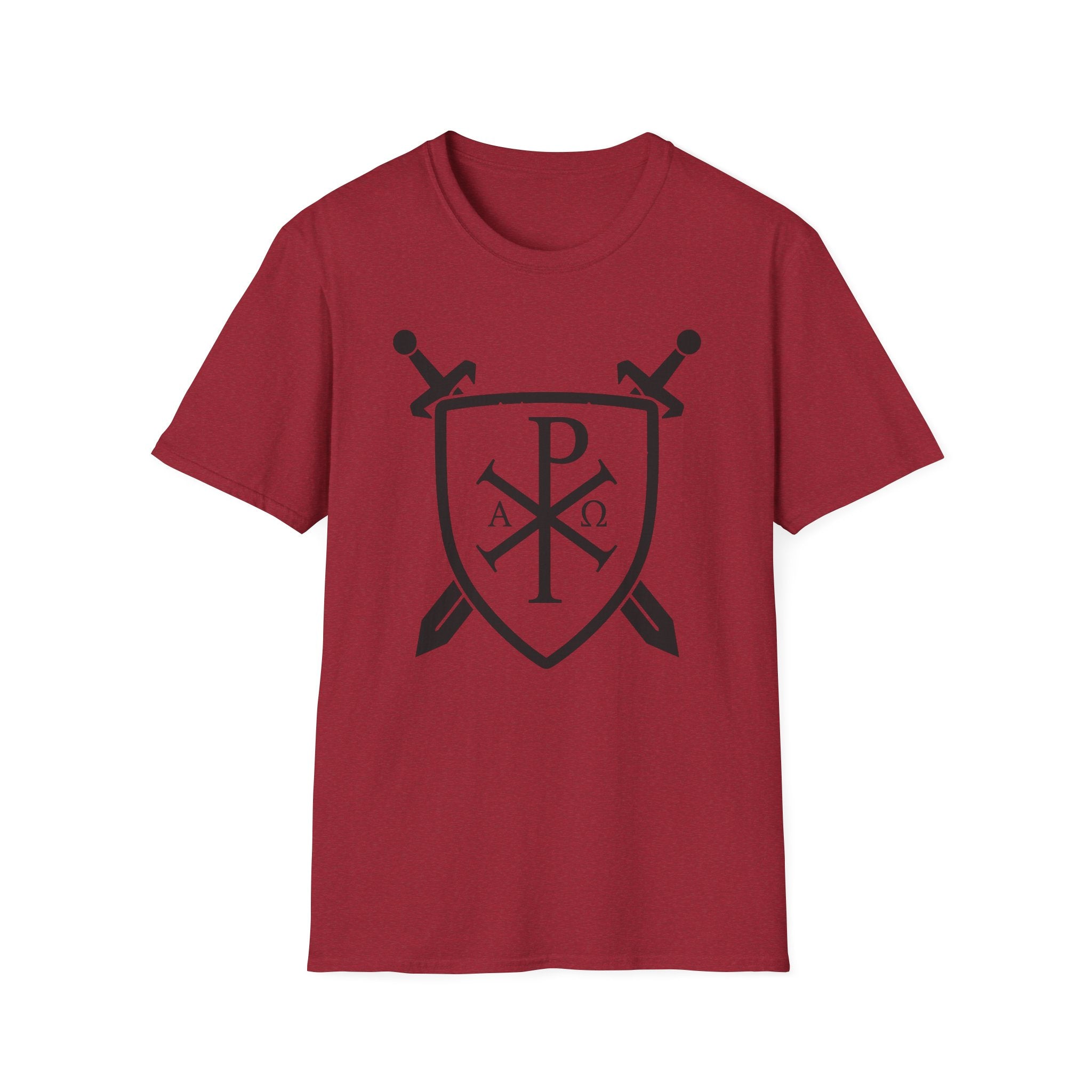 Sword and Shield Pi Chi Rho Black Graphic Softstyle Cotton Shirt T-Shirt