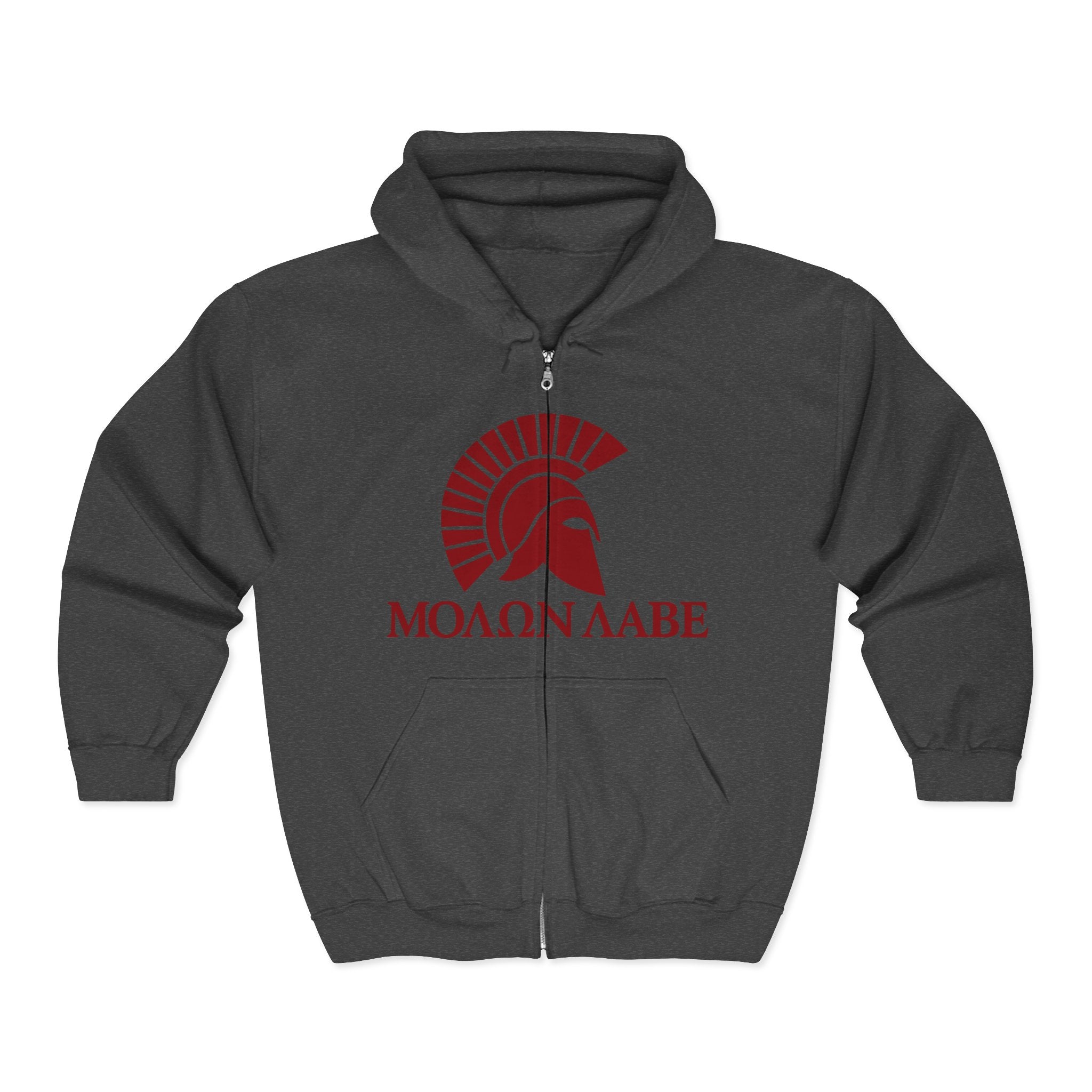 Molon Labe "Come and Take It!" in Greek Red Design Zip Up Hoodie Sweatshirt