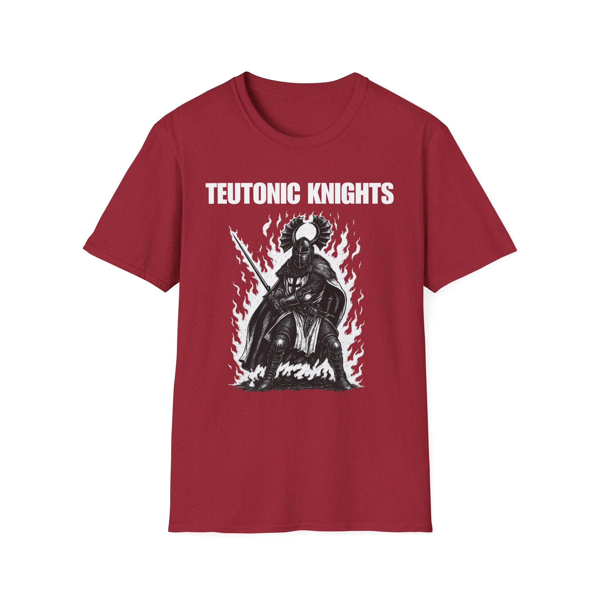 Teutonic Knights Front and Back White Teutonic Cross Graphic Softstyle Cotton Shirt T-Shirt