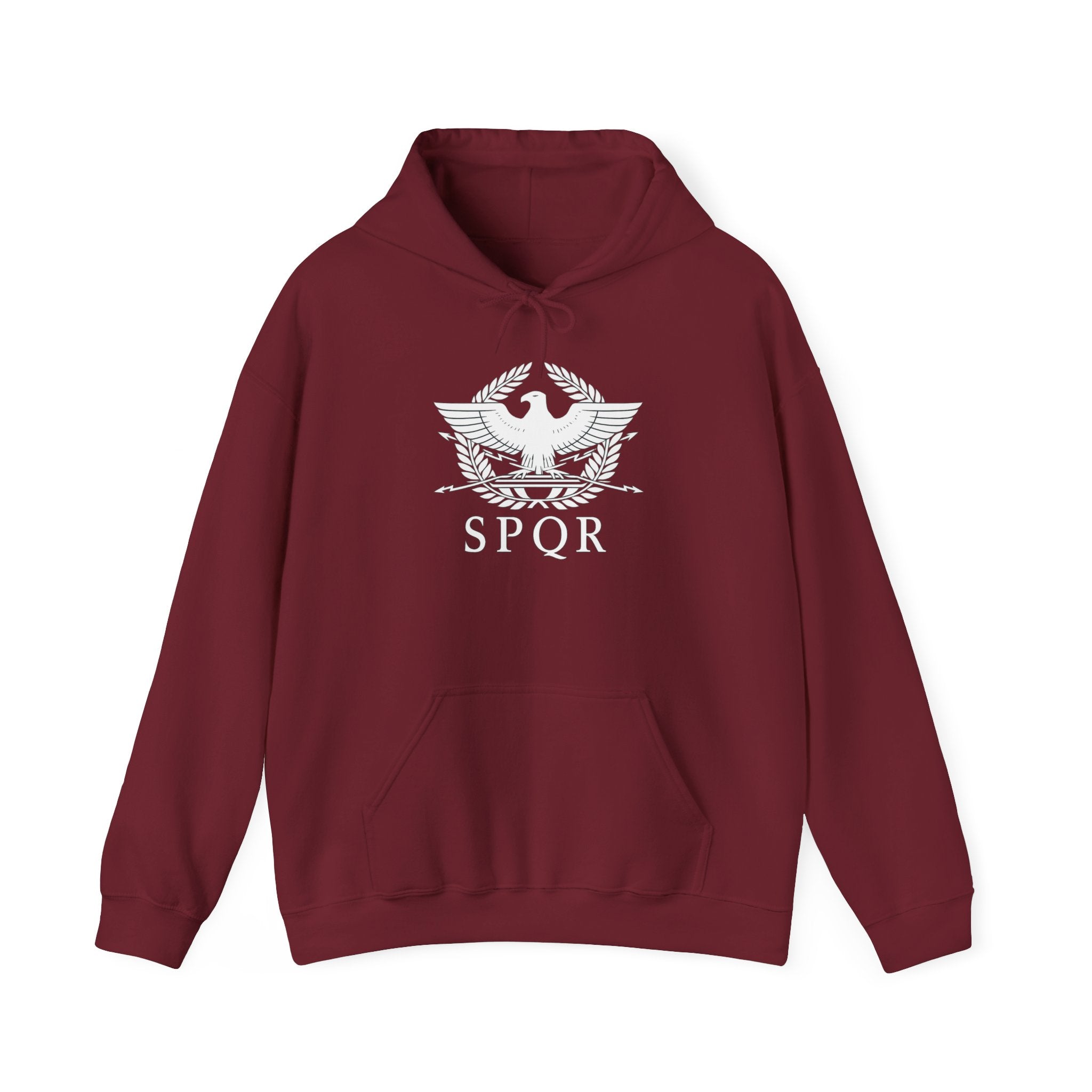 SPQR Roman Eagle White Design Pull Over Hoodie
