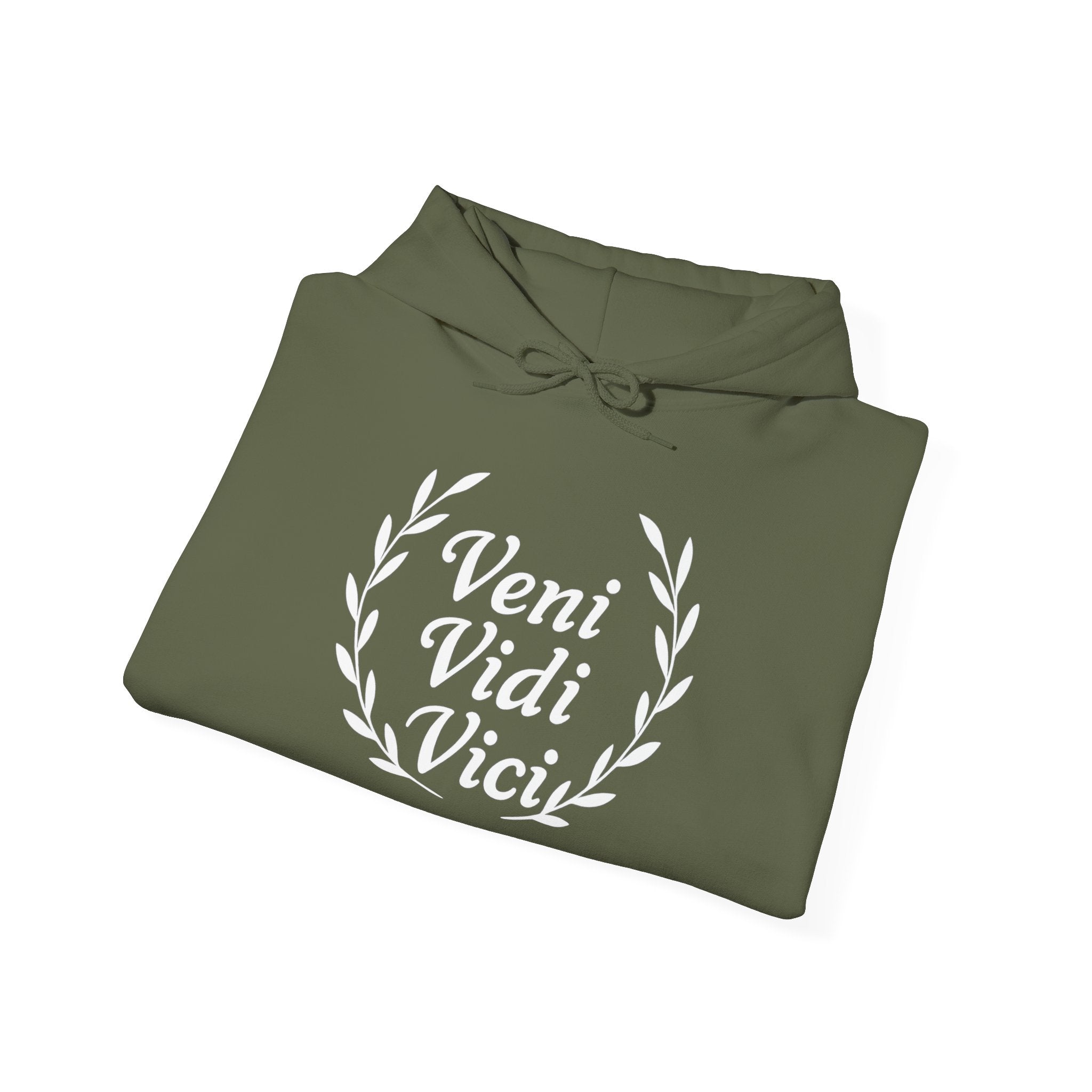 Veni Vidi Vici "I Came, I saw, I Conquered" White Graphic Pull Over Hoodie Sweatshirt