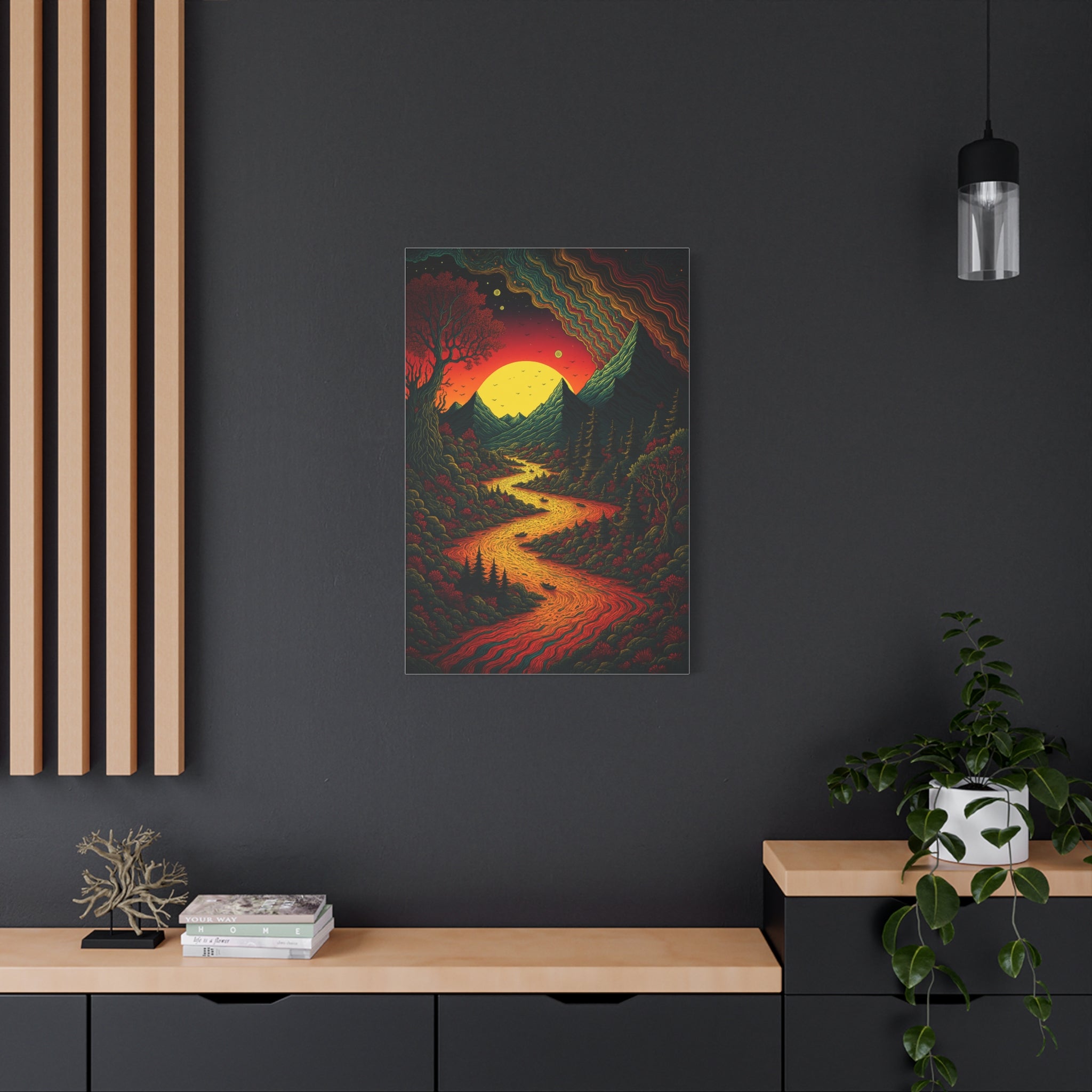 Trippy Sunset River Canvas Wall Art