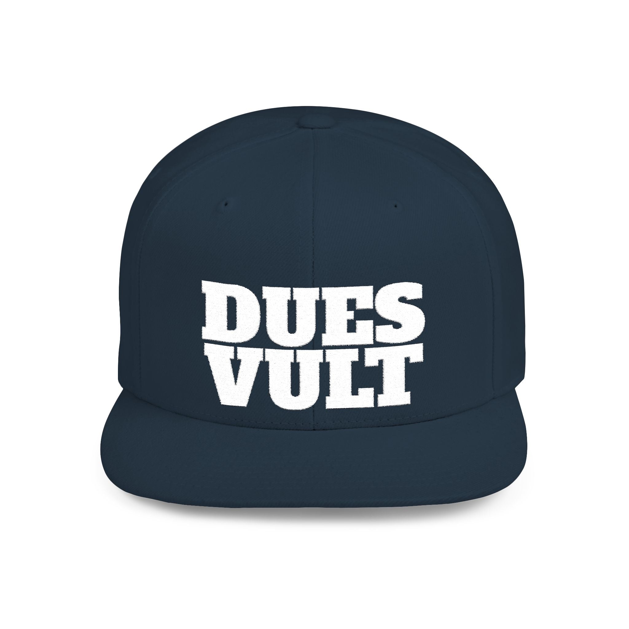 Dues Vult White Letter Flat Bill Snapback Hat, Dues Vult Cap