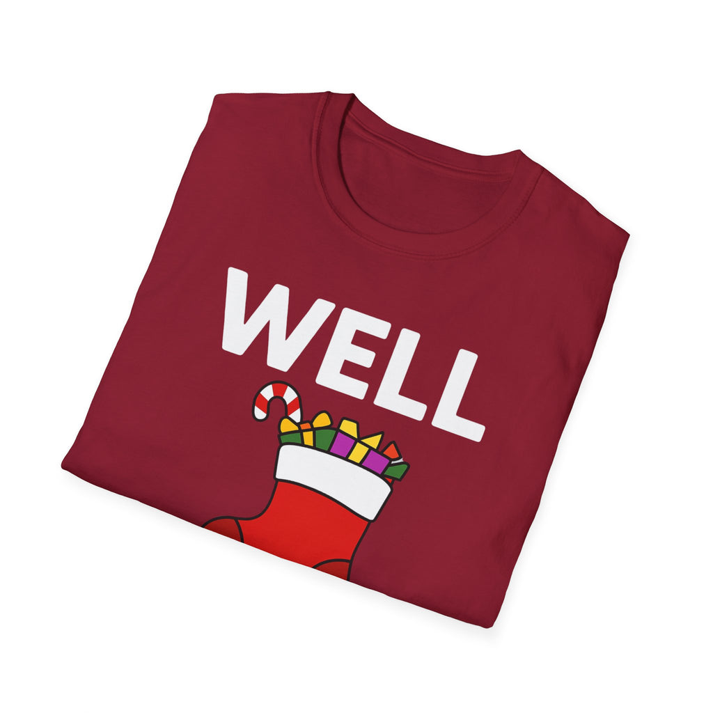 Well Hung Christmas T-Shirt | Funny Holiday Tee | Christmas Stocking Humor Shirt
