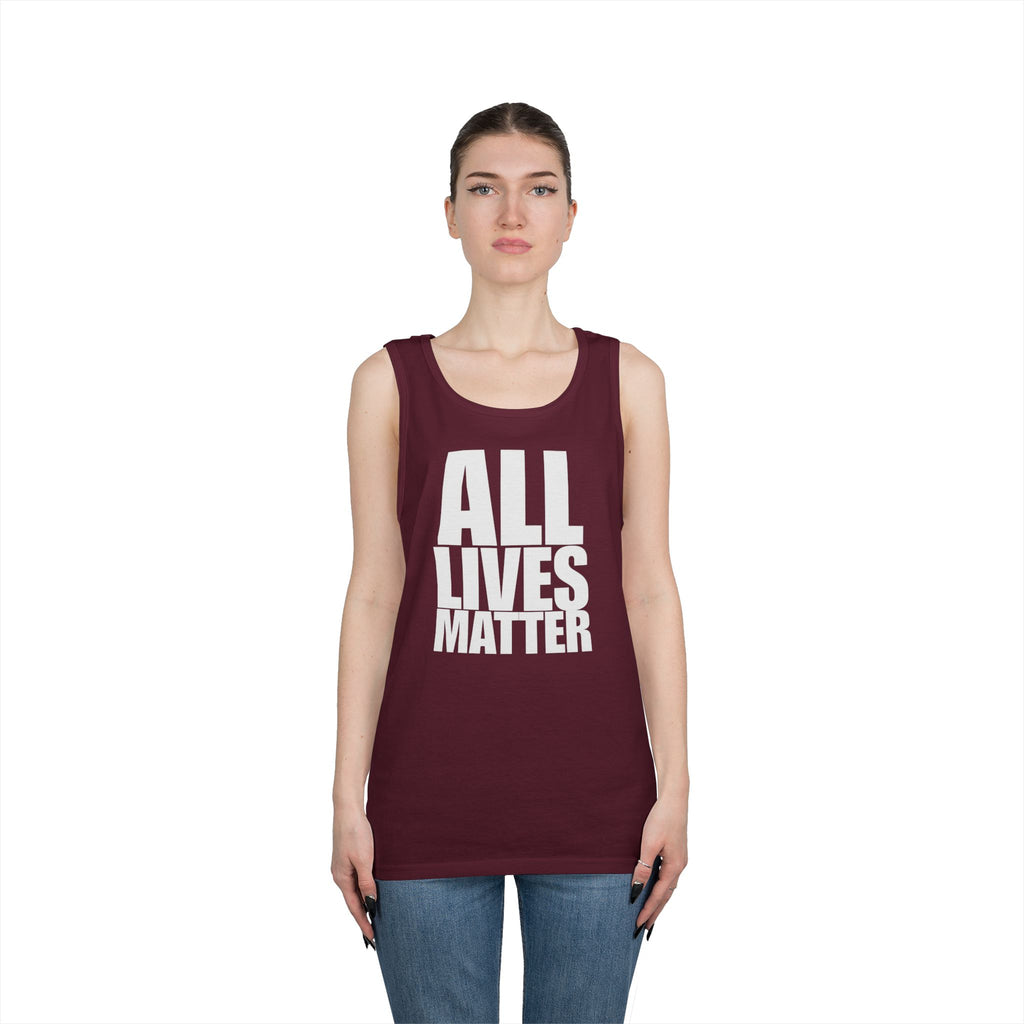 All Lives Matter White Text Heavy Cotton Tank Top