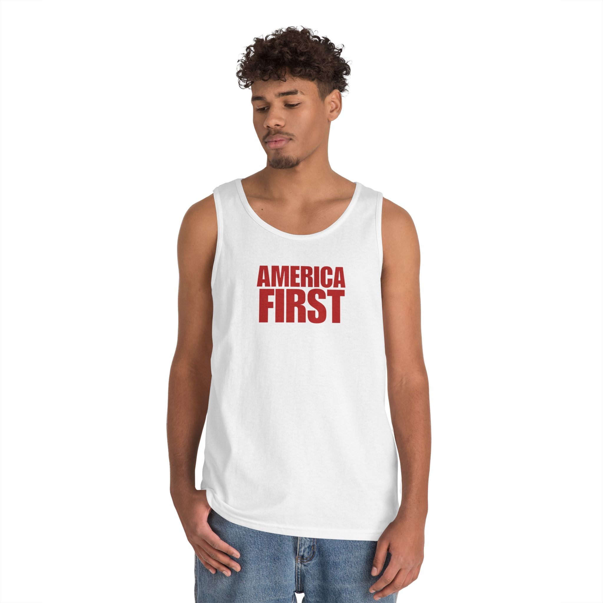 America First Red Heavy Cotton Tank Top