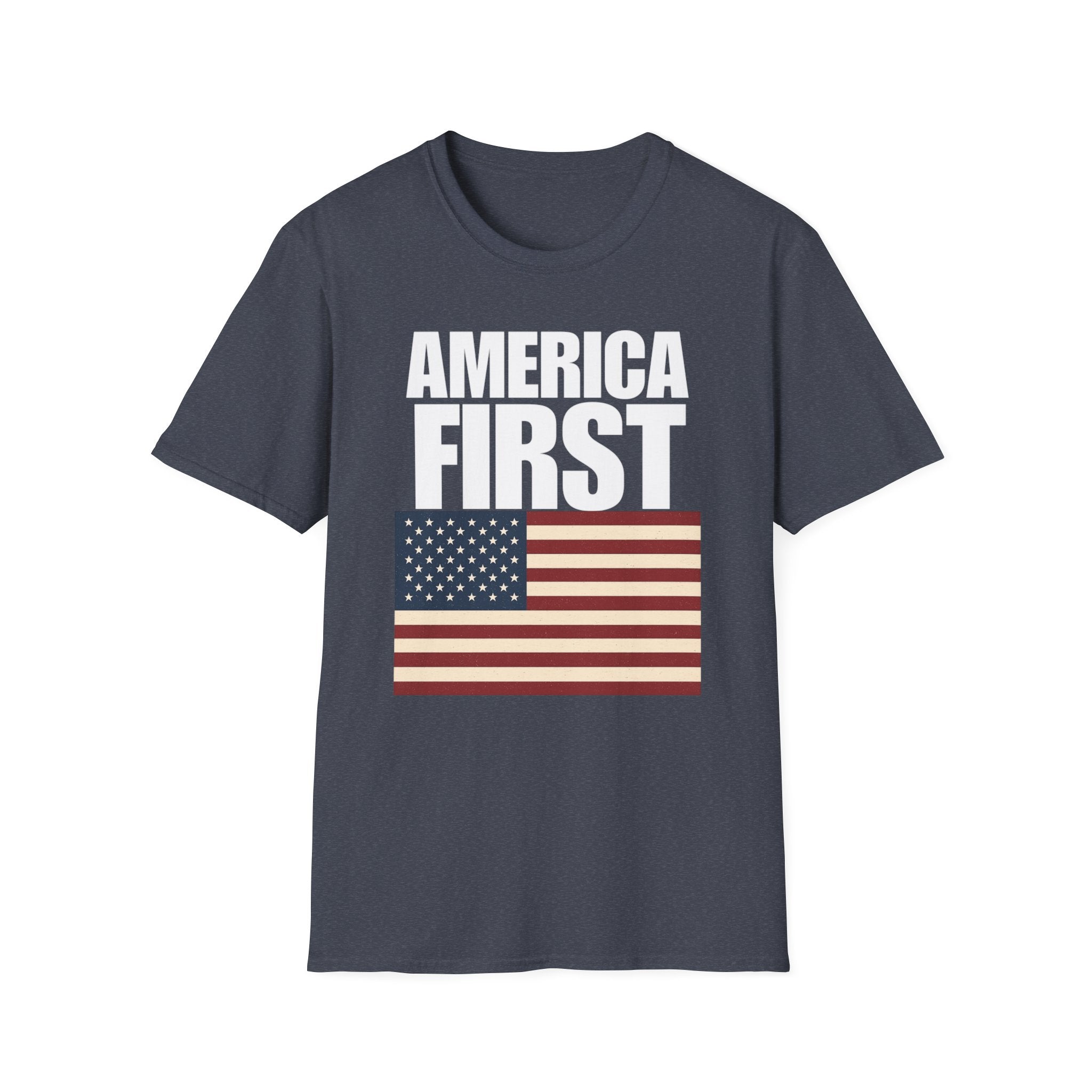 America First American Flag Softstyle Cotton Shirt T-Shirt