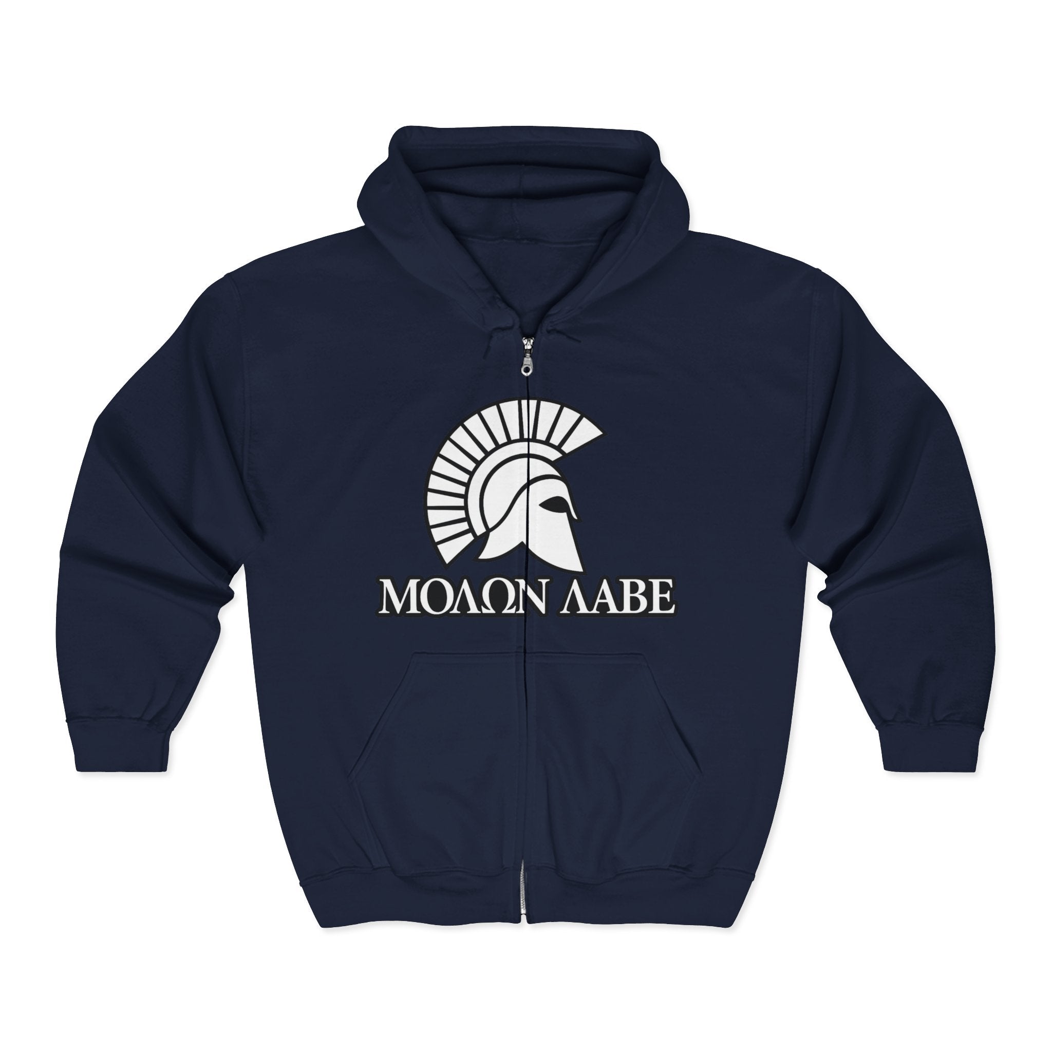 Molon Labe "Come and Take It!" in Greek White Design Zip Up Hoodie Sweatshirt