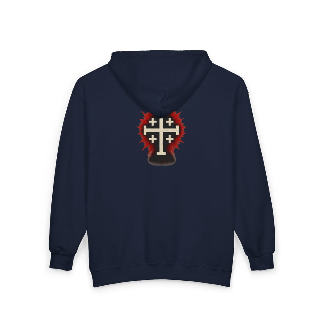 Front and Back Christ is King Zip-Up Hoodie with Cross on Back, Christ is King Design Sweatshirt