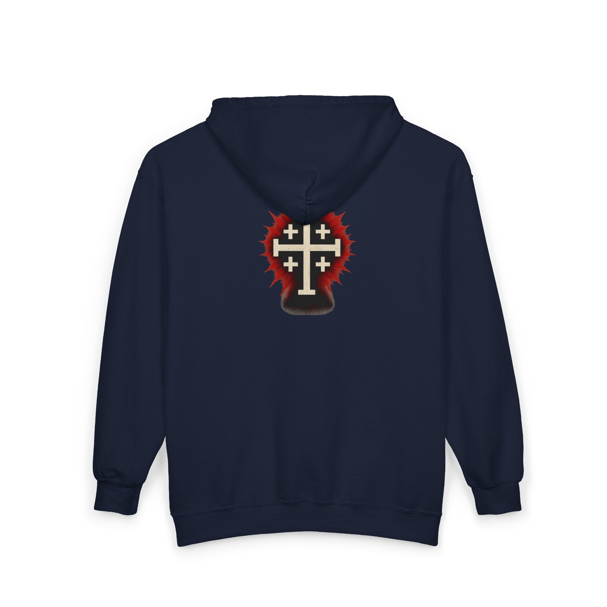 Front and Back Christ is King Zip-Up Hoodie with Cross on Back, Christ is King Design Sweatshirt