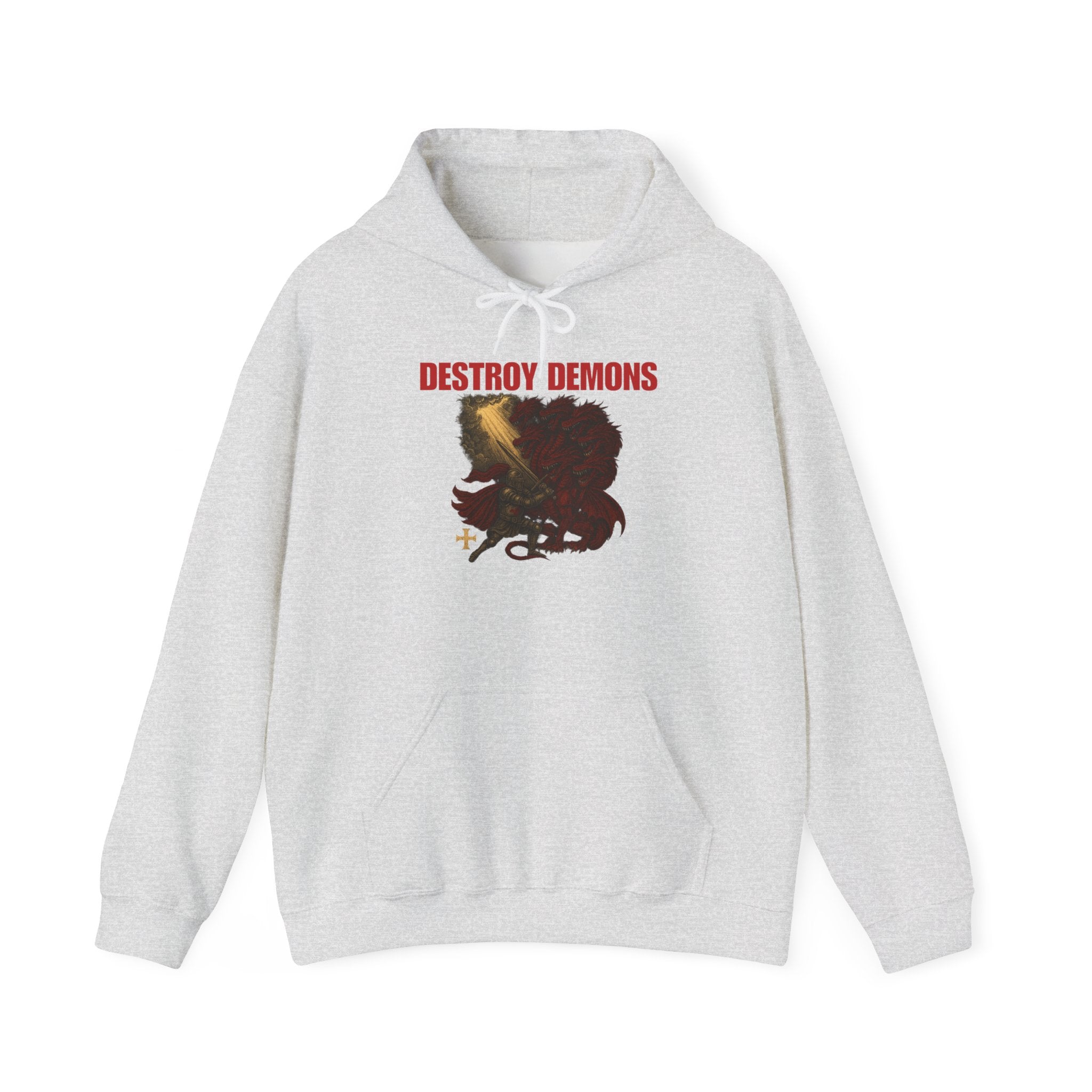 Destroy Demons, Crusader vs Great Red Dragon Graphic Pull Over Hoodie Sweatshirt