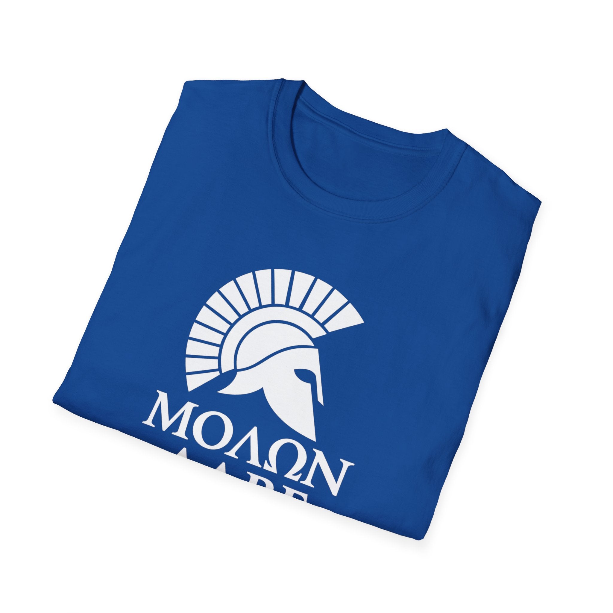 Molon Labe "Come and Take It!" in Greek Large Text White Design Softstyle Cotton T-Shirt