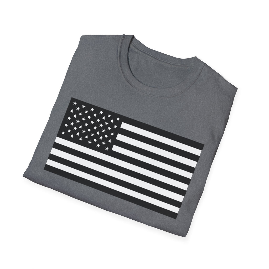 Black and White American Flag Softstyle Cotton Shirt T-Shirt