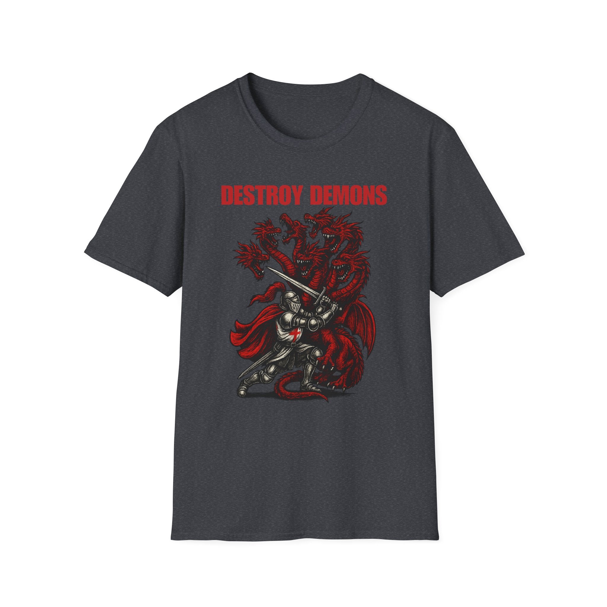Destroy Demons Crusader Knight vs Dragon  Softstyle T-Shirt