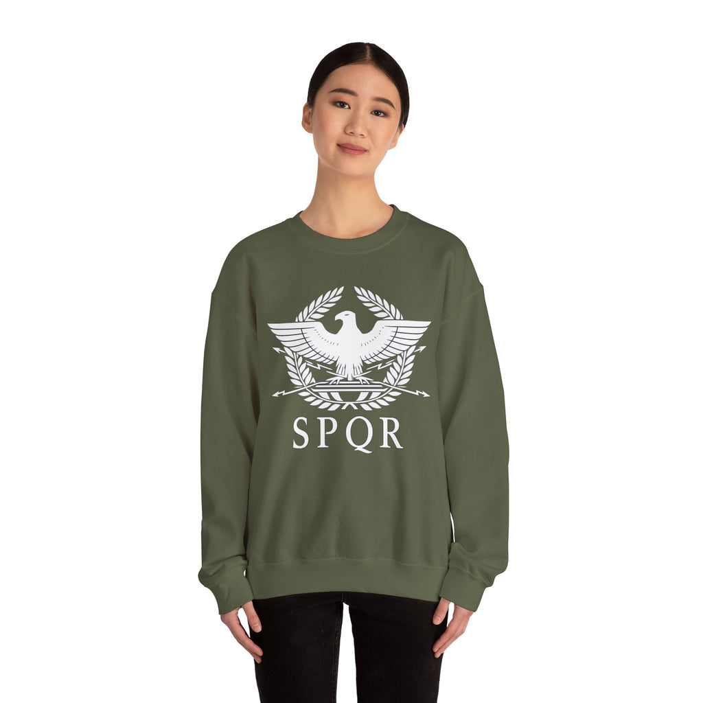 SPQR Roman Eagle White Design Crewneck Sweatshirt
