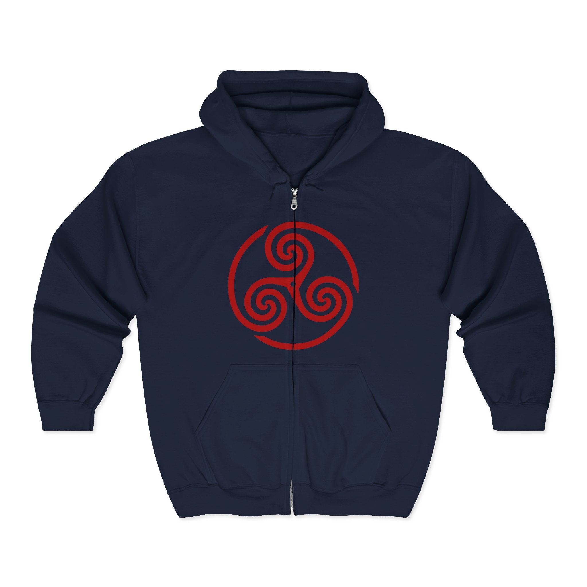 Celtic Spiral Triskele Trinity Symbol Red Design Full Zip Up Hoodie Sweatshirt