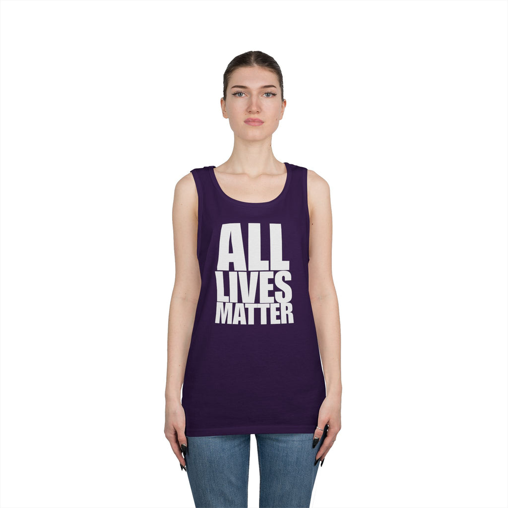 All Lives Matter White Text Heavy Cotton Tank Top