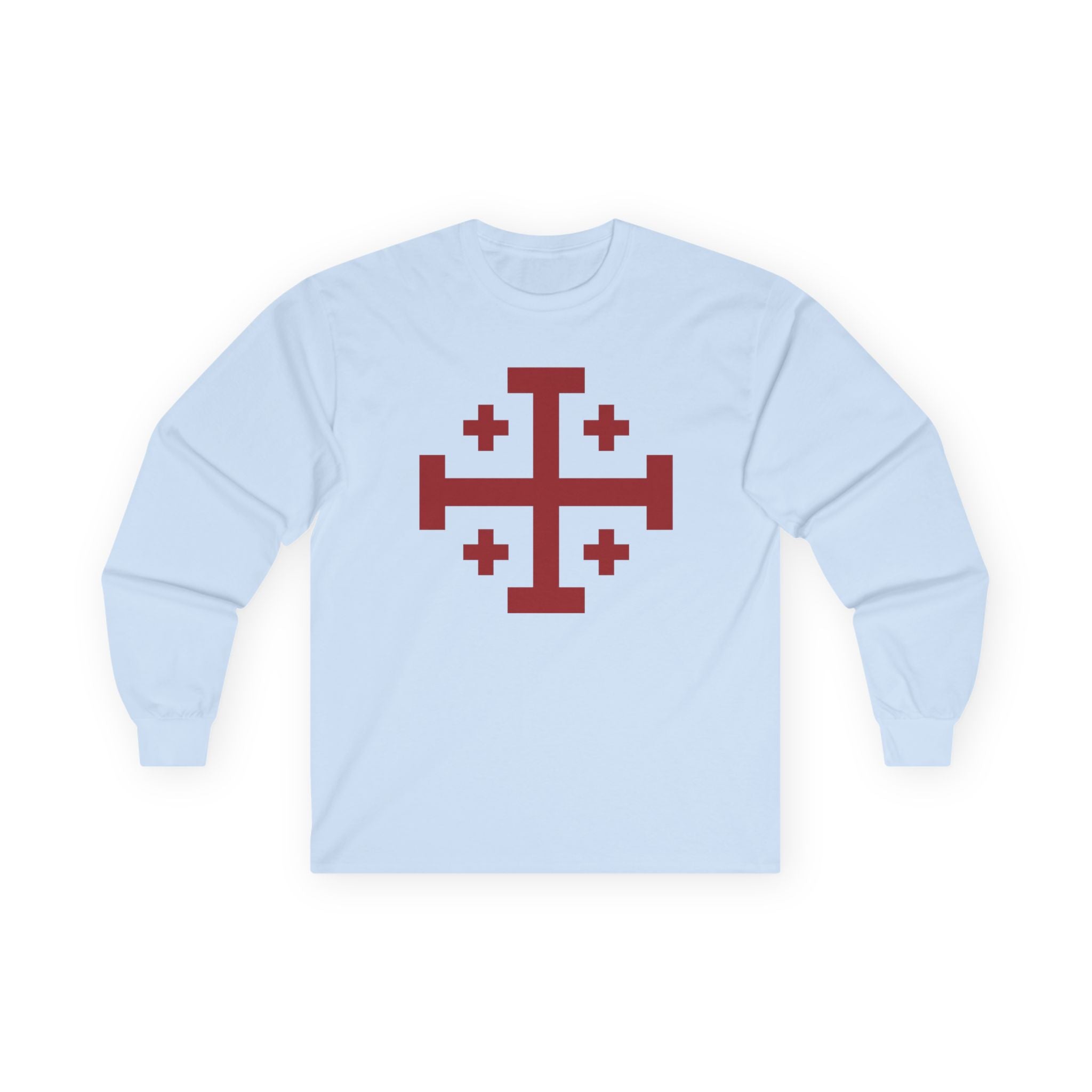 Cross of Jerusalem Red Design Stylish Long Sleeve Tee