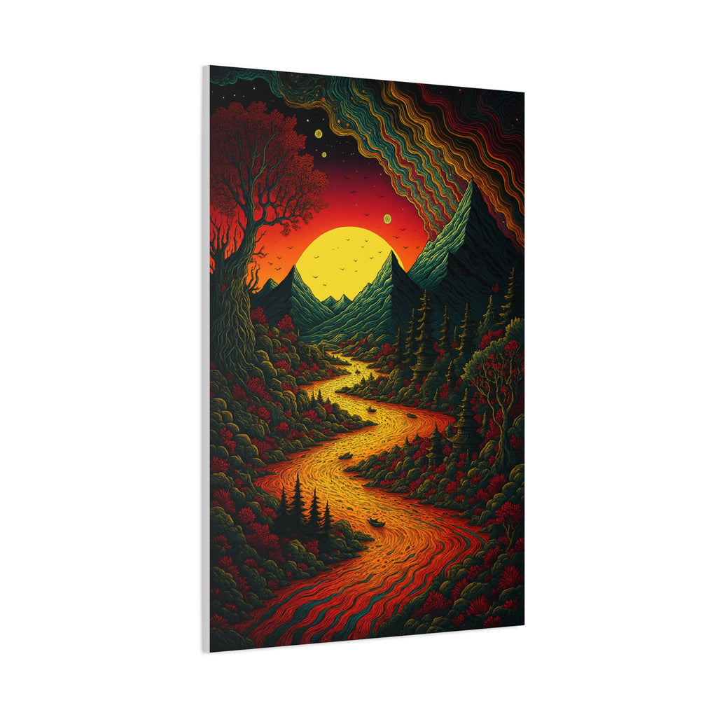 Trippy Sunset River Canvas Wall Art