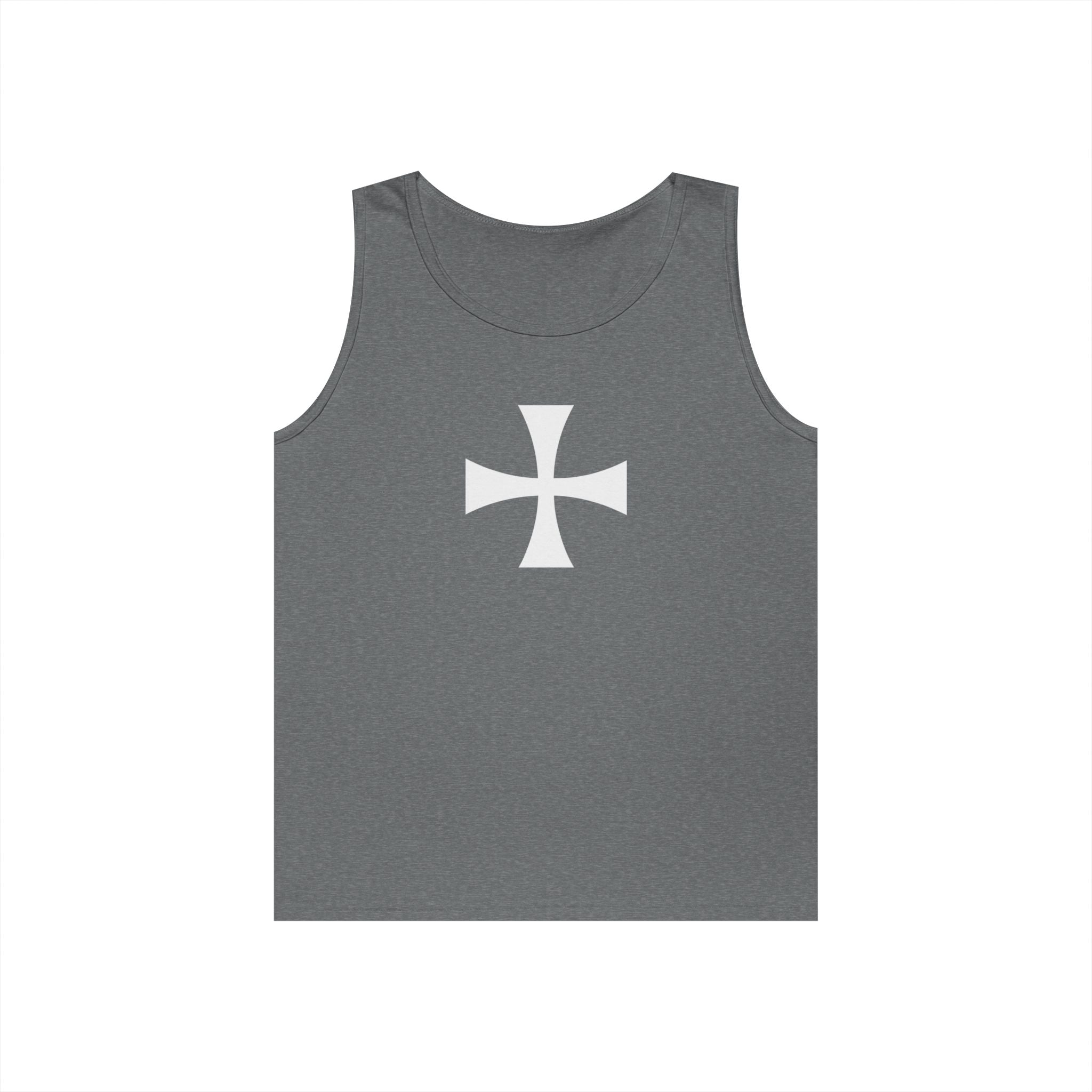 Teutonic Cross White Design Heavy Cotton Tank Top