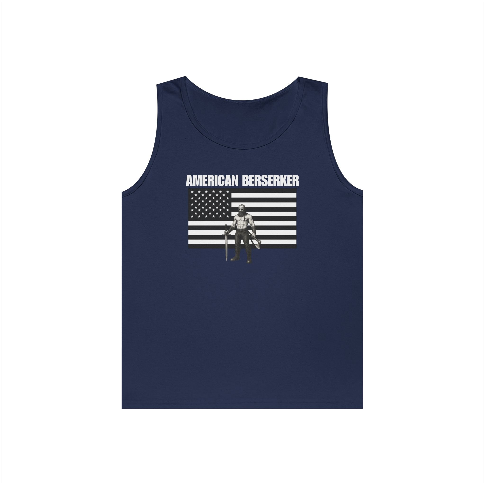 Bold American Berserker Black and White Heavy Cotton Tank Top
