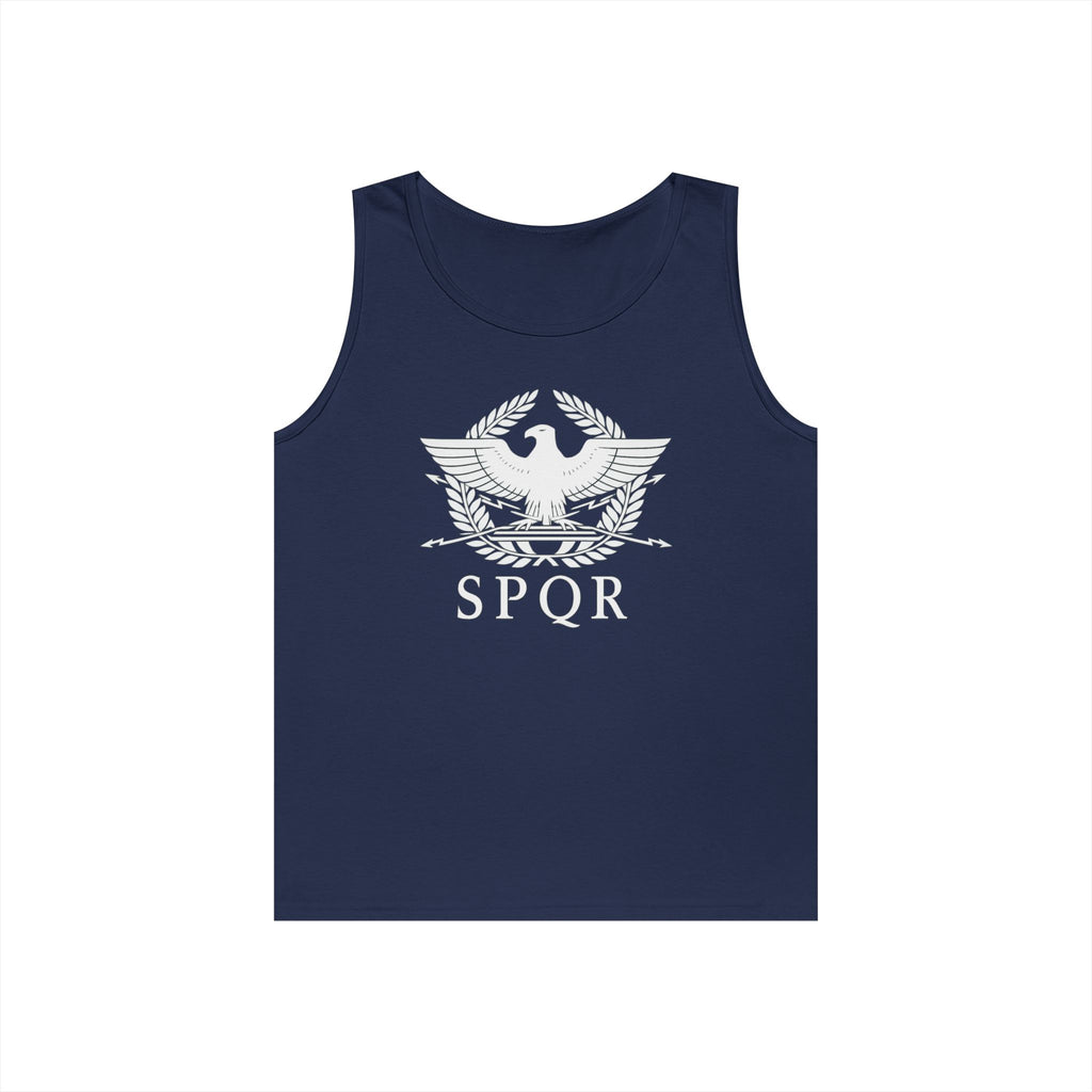 SPQR Roman Eagle White Design Heavy Cotton Tank Top