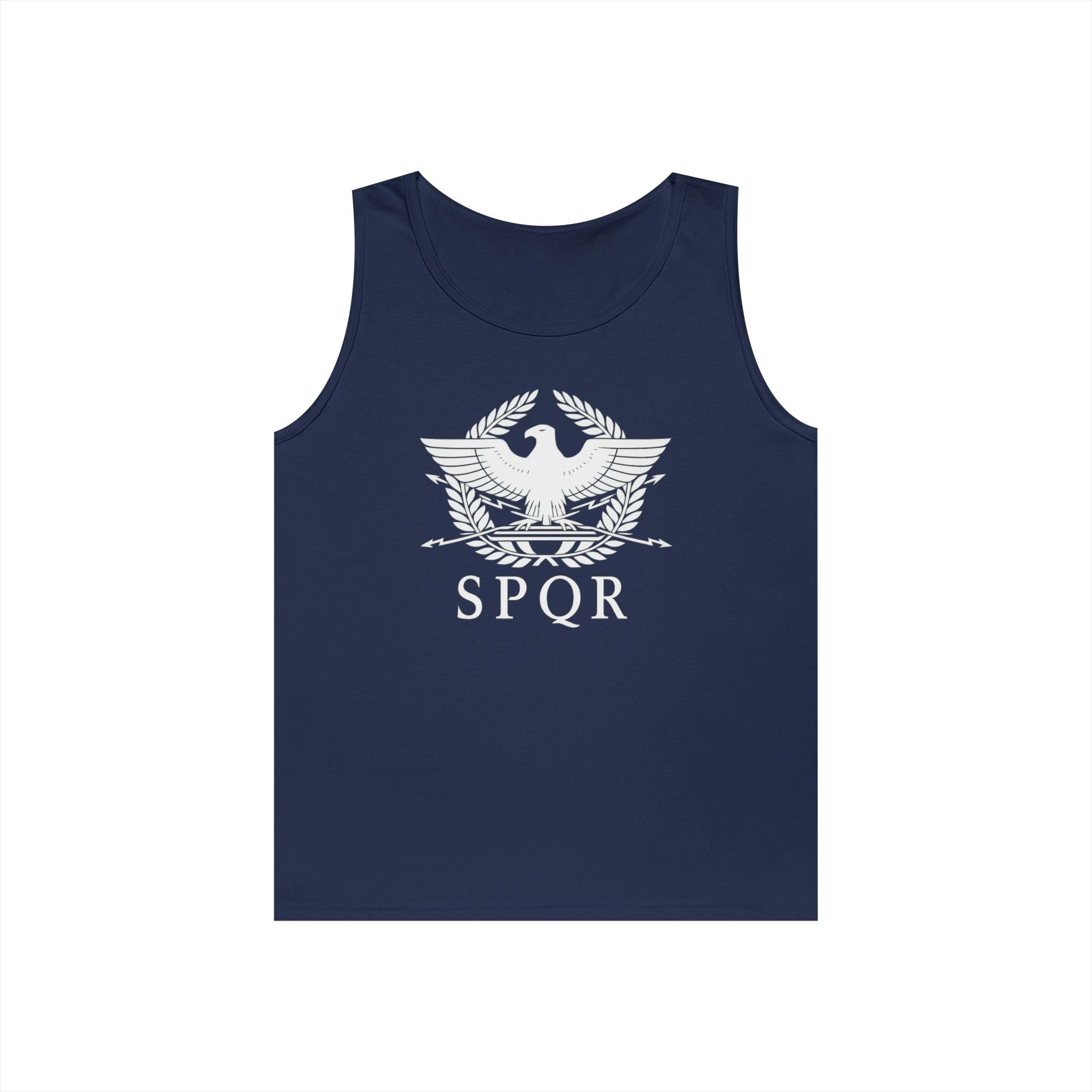 SPQR Roman Eagle White Design Heavy Cotton Tank Top