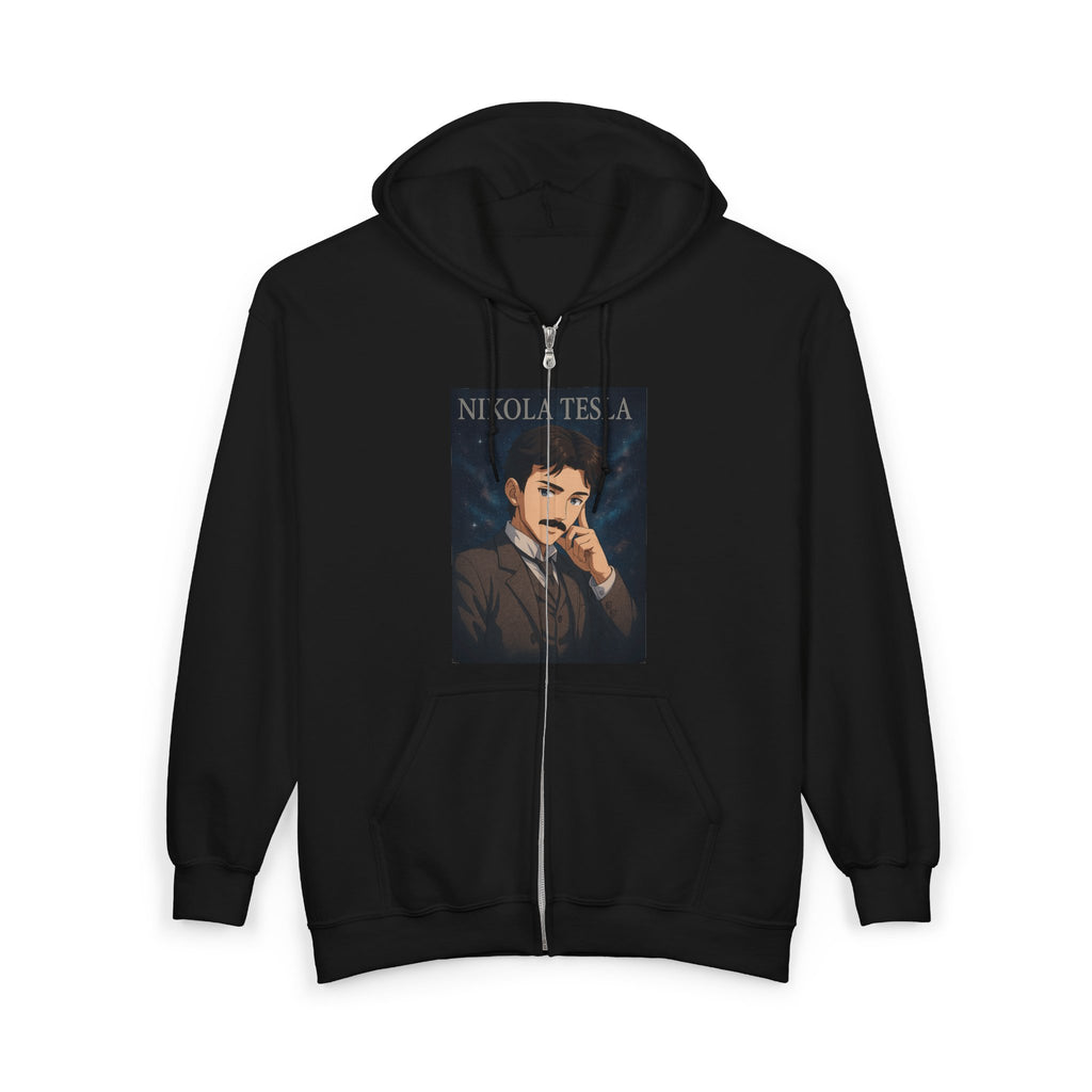 Nikola Tesla Unisex Zip-Up Hooded Sweatshirt, Nikola Tesla Hoodie