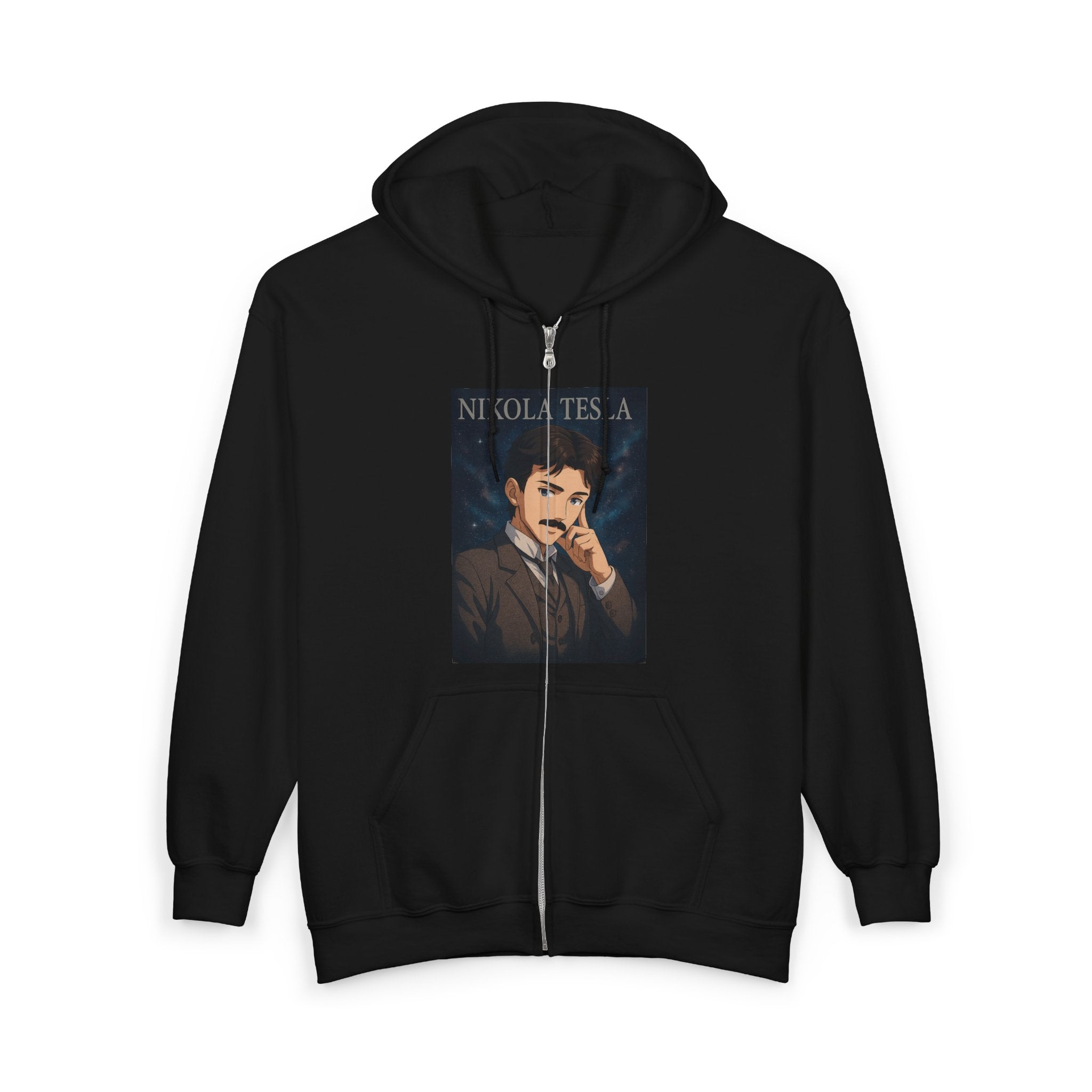 Nikola Tesla Unisex Zip-Up Hooded Sweatshirt, Nikola Tesla Hoodie