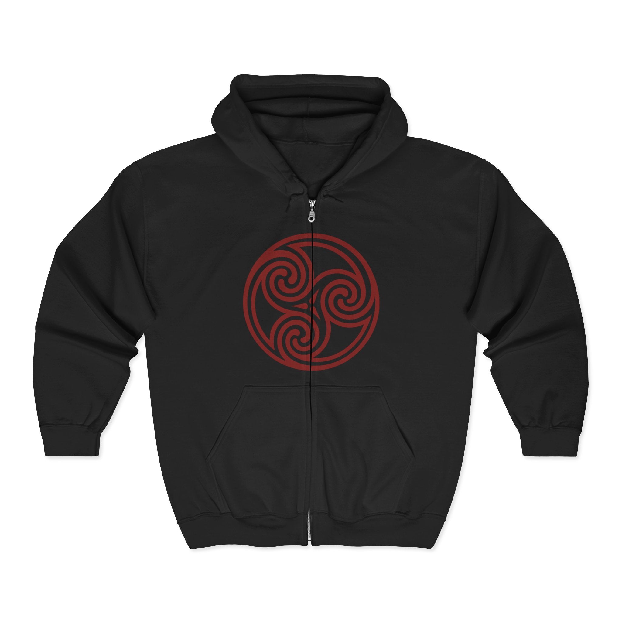 Celtic Spiral Triskele Trinity Symbol Alt Red Design Full Zip Up Hoodie Sweatshirt