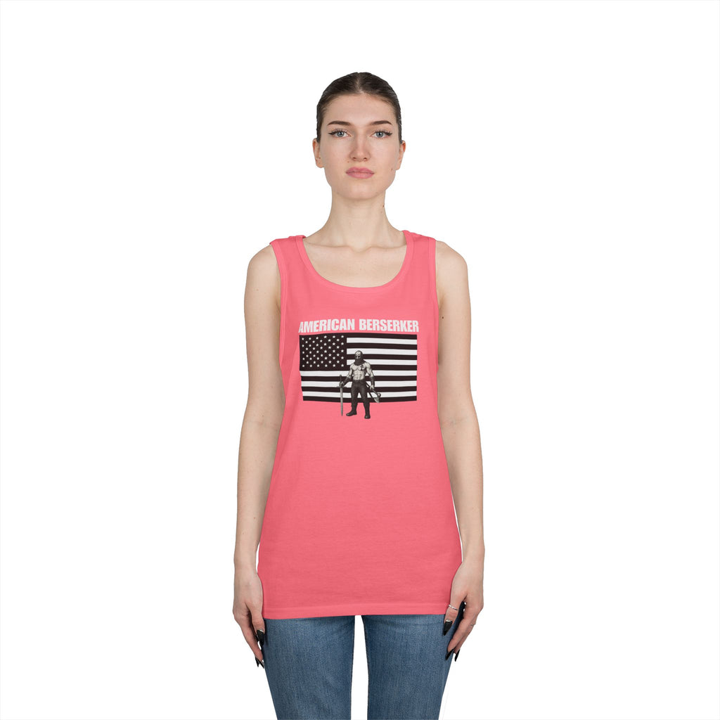 Bold American Berserker Black and White Heavy Cotton Tank Top