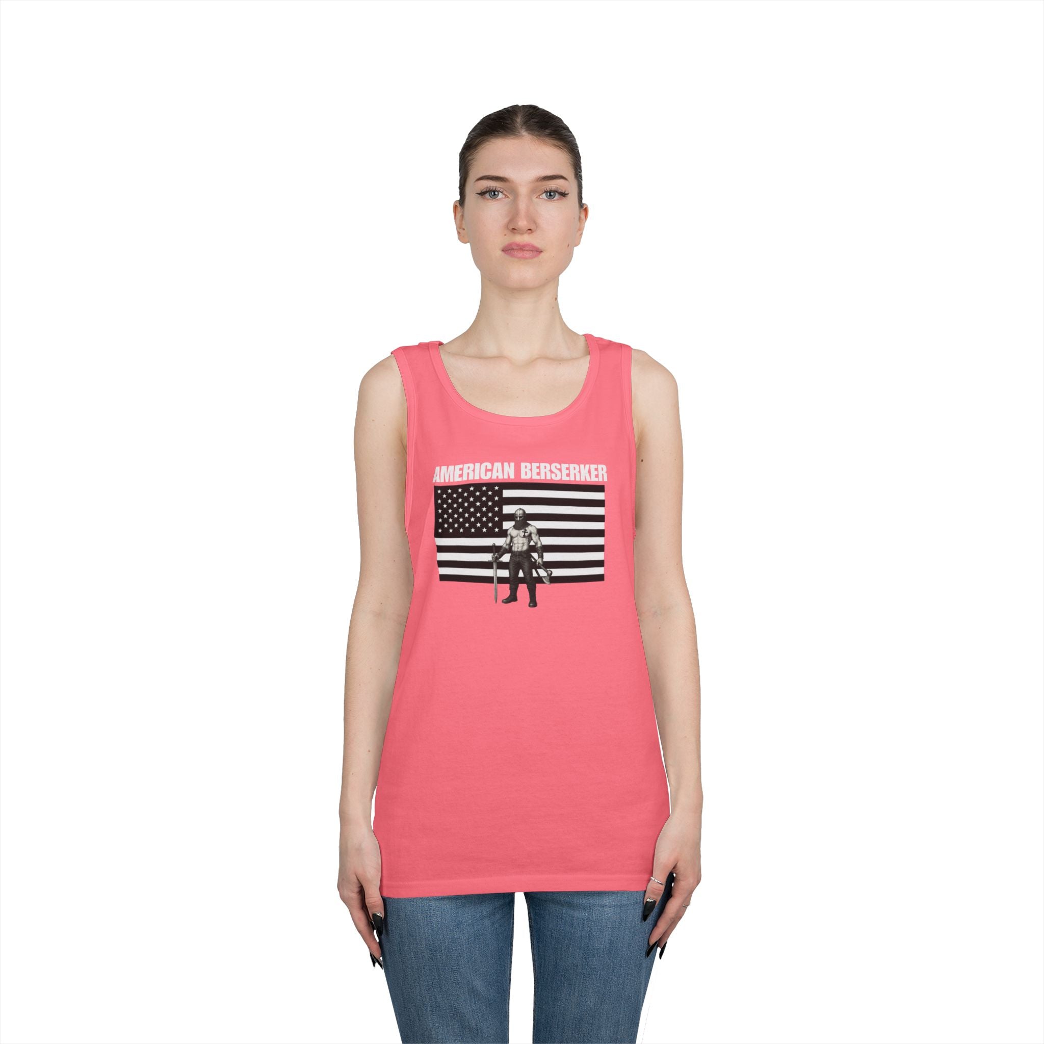 Bold American Berserker Black and White Heavy Cotton Tank Top