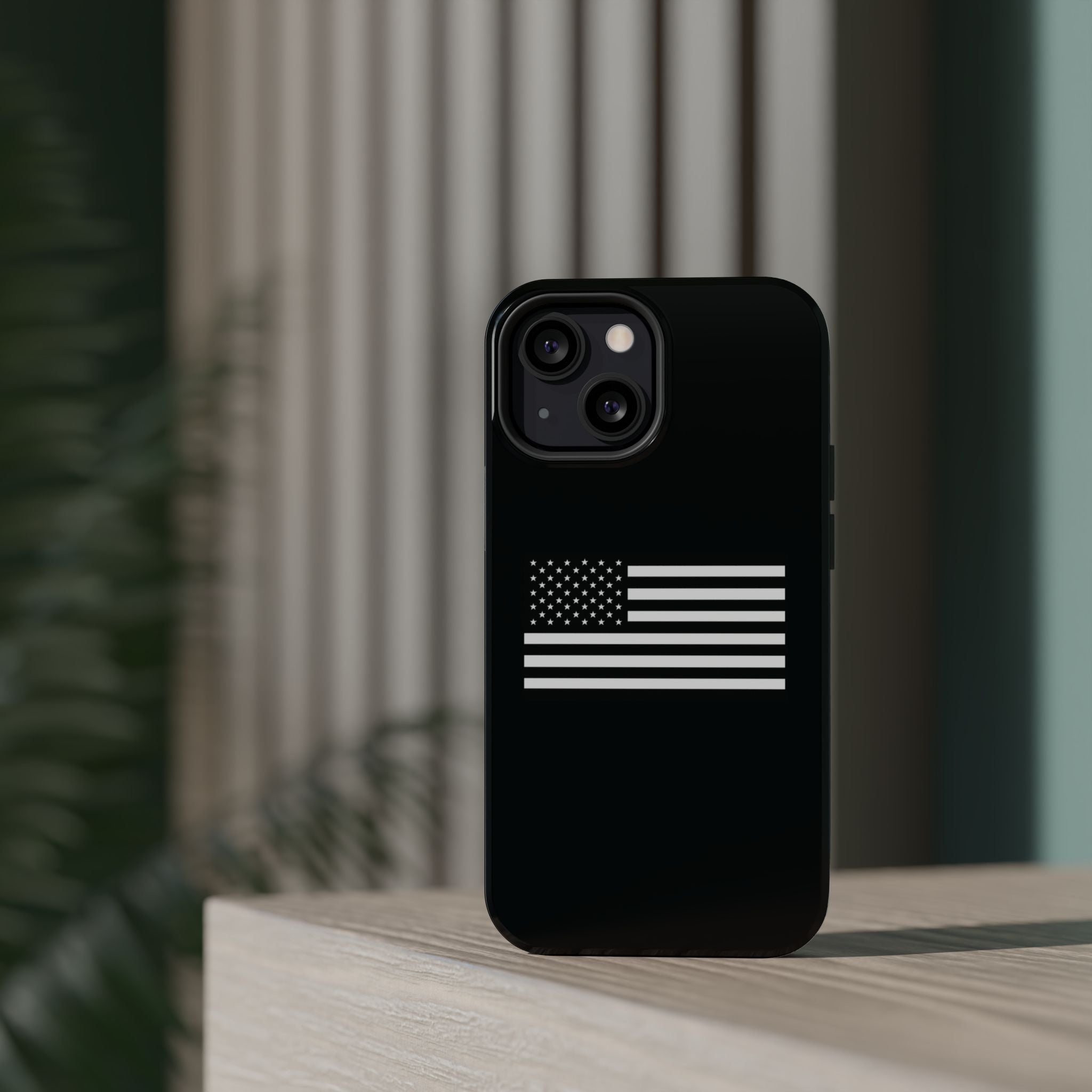 Black and White American Flag Magnetic Impact-Resistant Cases