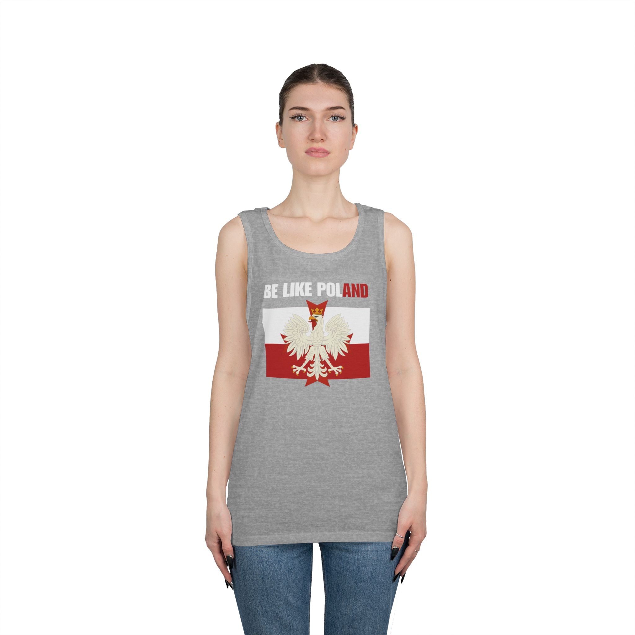 Be Like Poland Polish Eagle and Cross Heavy Cotton Tank Top