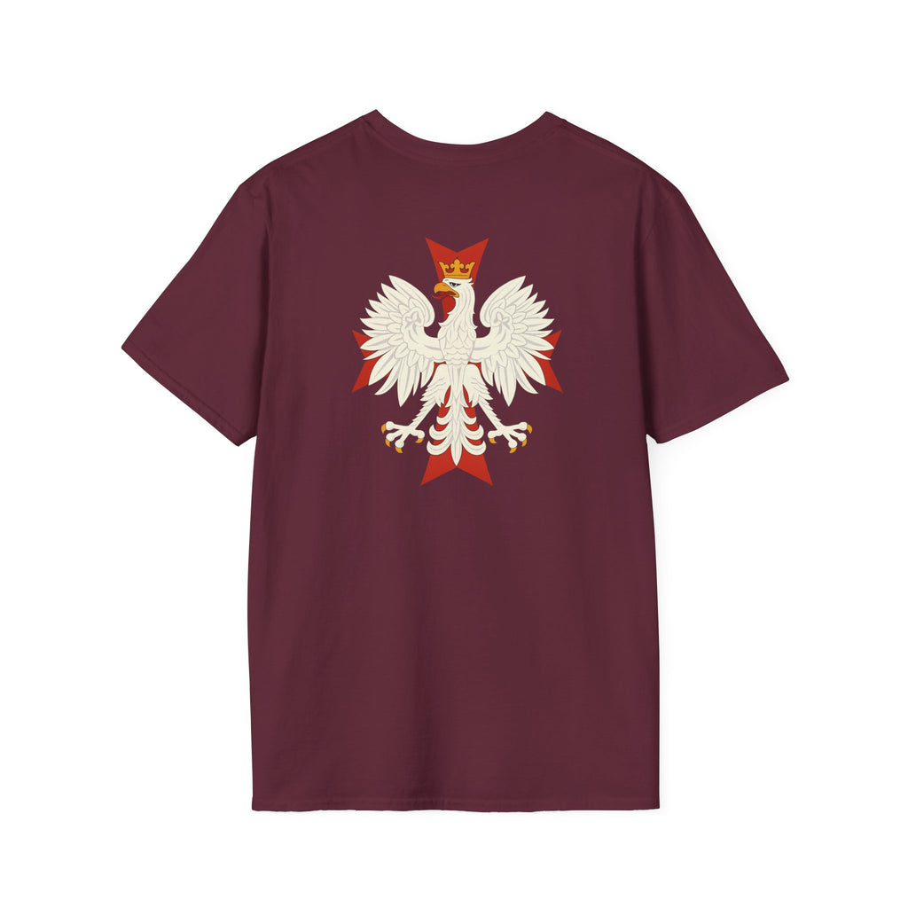 Be Like Poland Winged Hussar Front, Polish Eagle Cross Back Heavy Cotton Softstyle T-Shirt Softstyle Tee