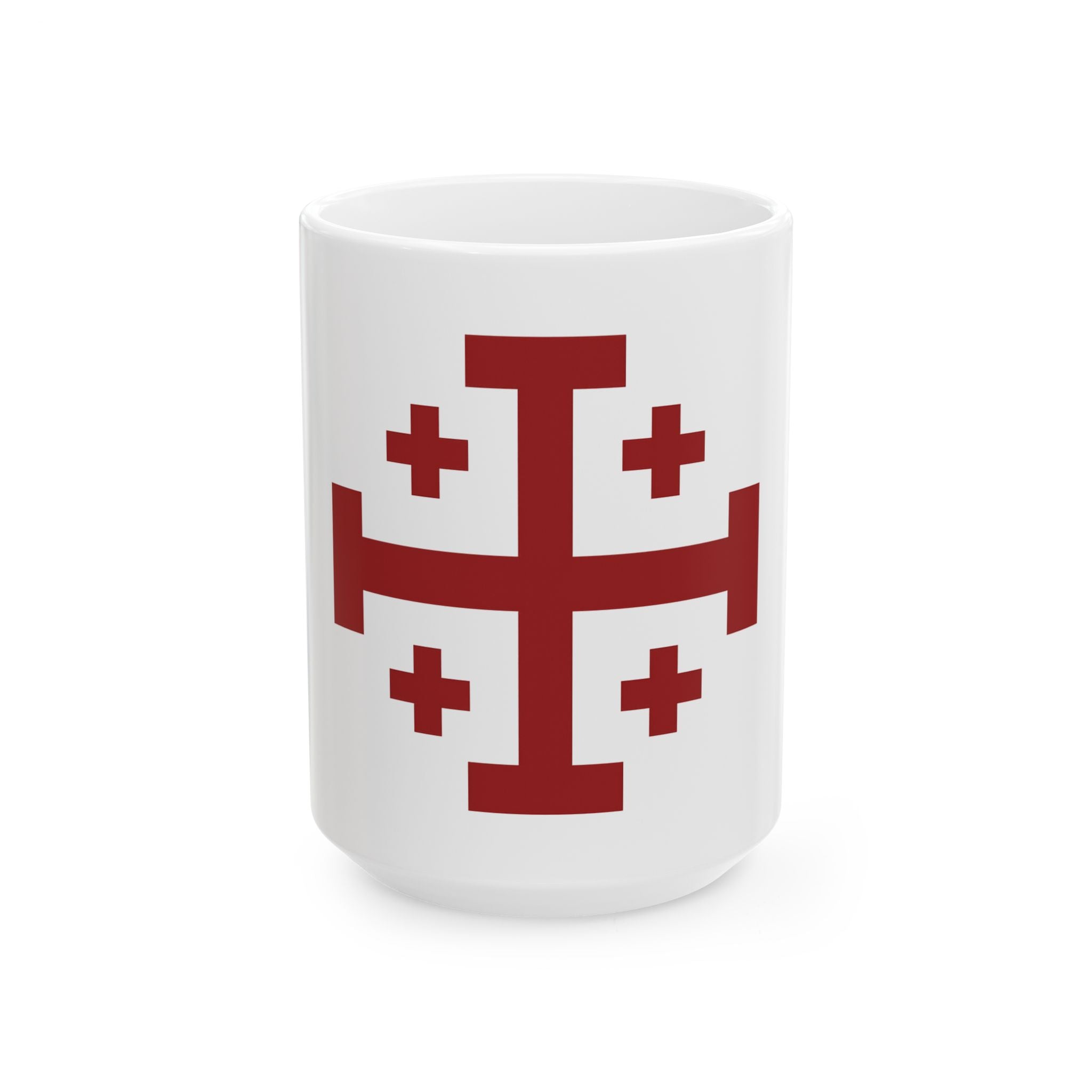 Crusader Cross of Jerusalem Symbol Red Design White Ceramic Mug