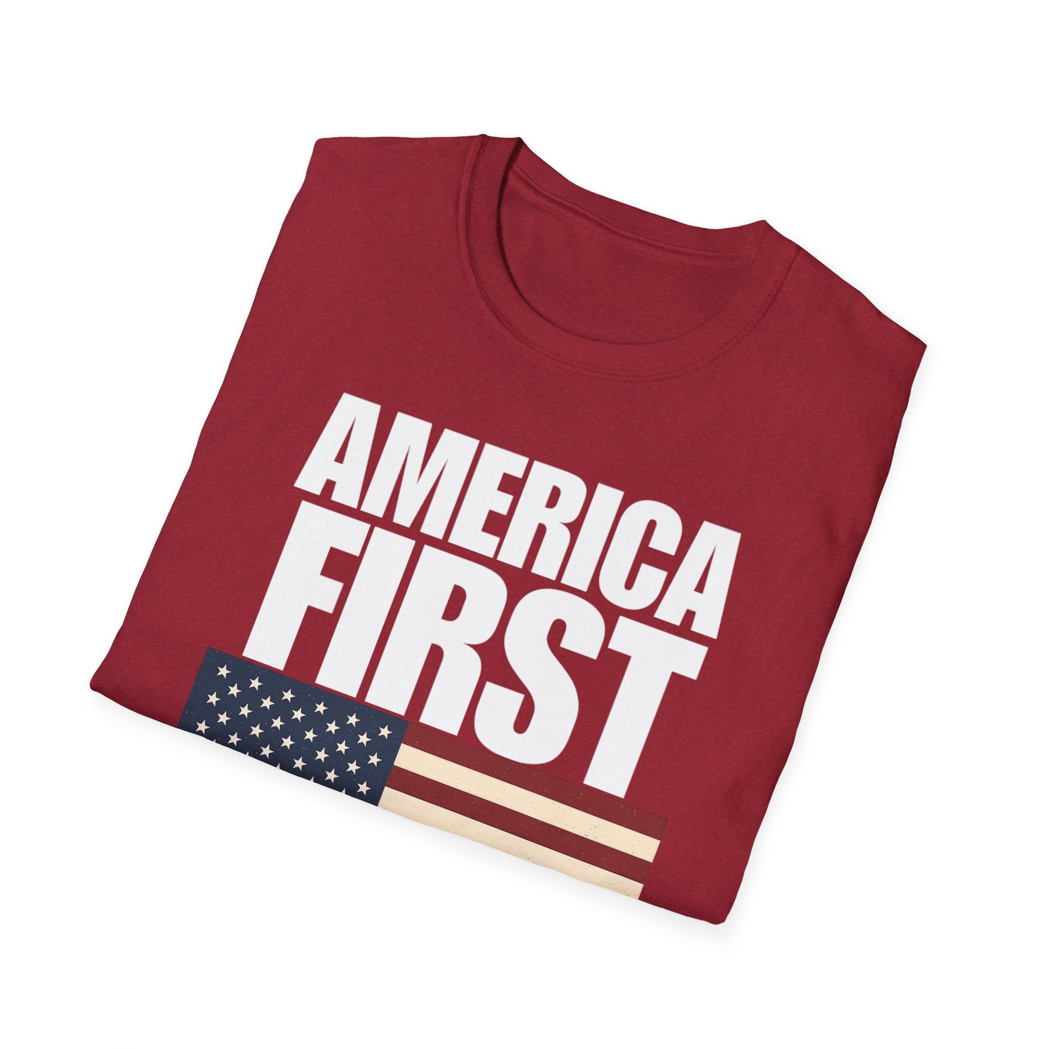 America First American Flag Softstyle Cotton Shirt T-Shirt