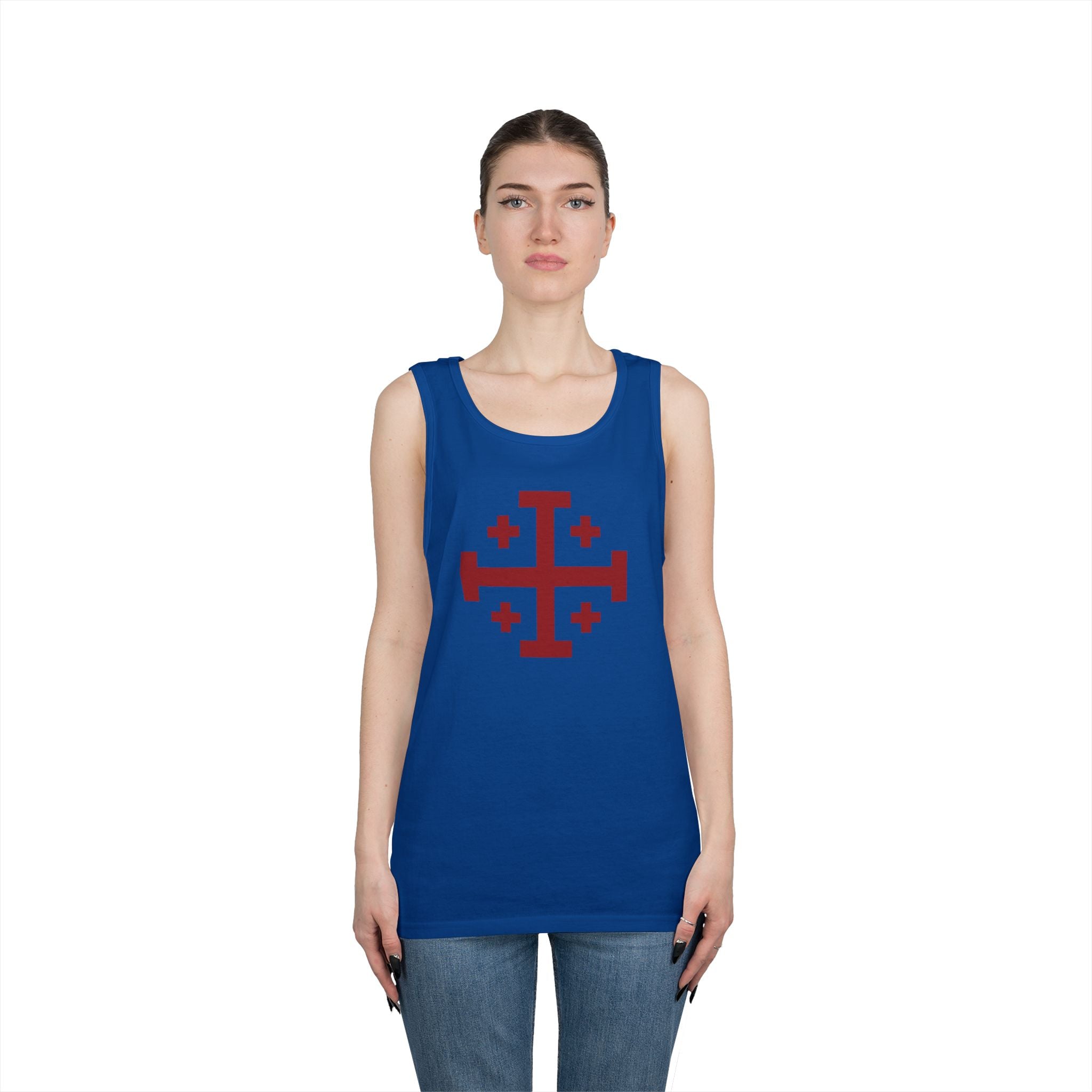 Cross of Jerusalem Red Unisex Heavy Cotton Tank Top