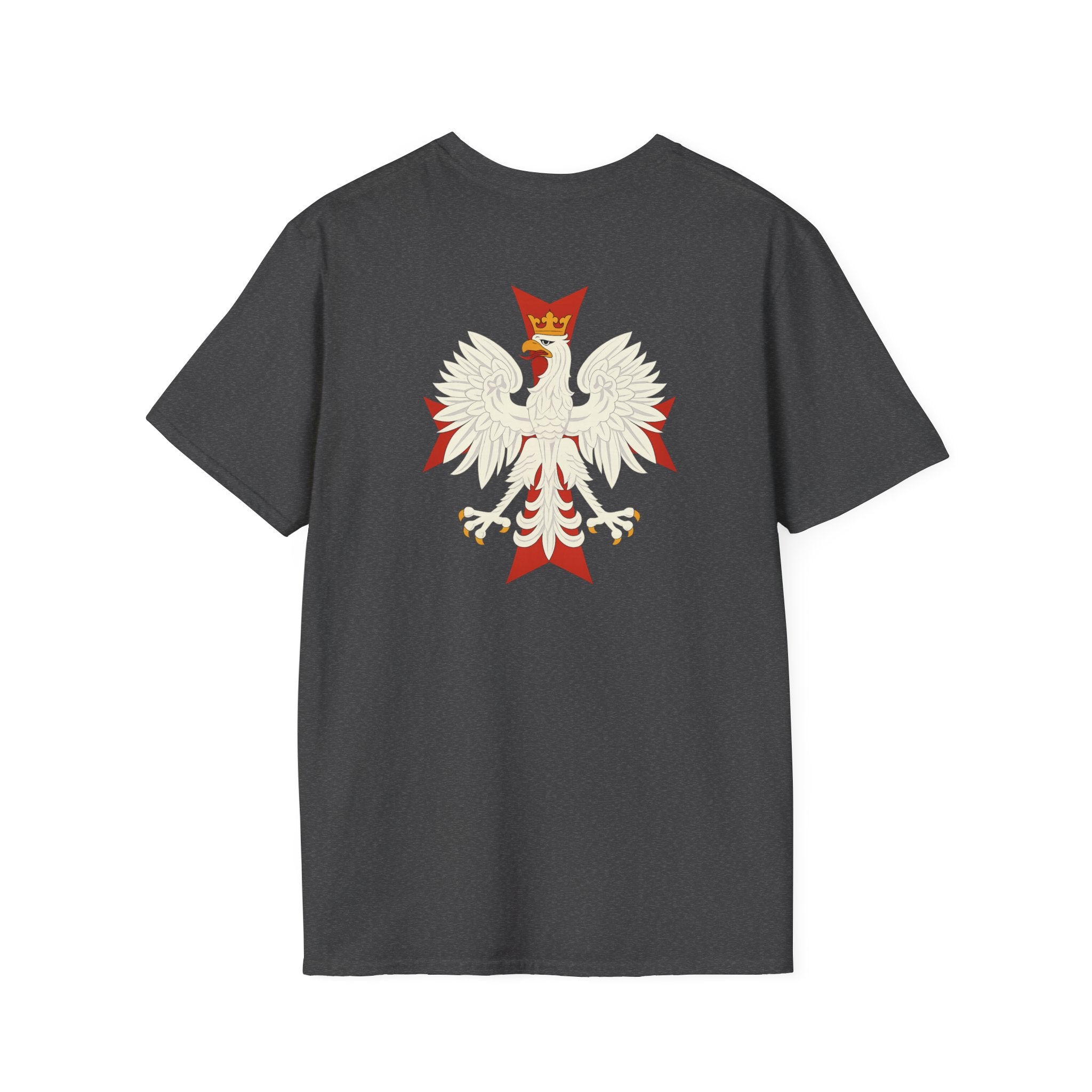 Be Like Poland Winged Hussar Front, Polish Eagle Cross Back Heavy Cotton Softstyle T-Shirt Softstyle Tee