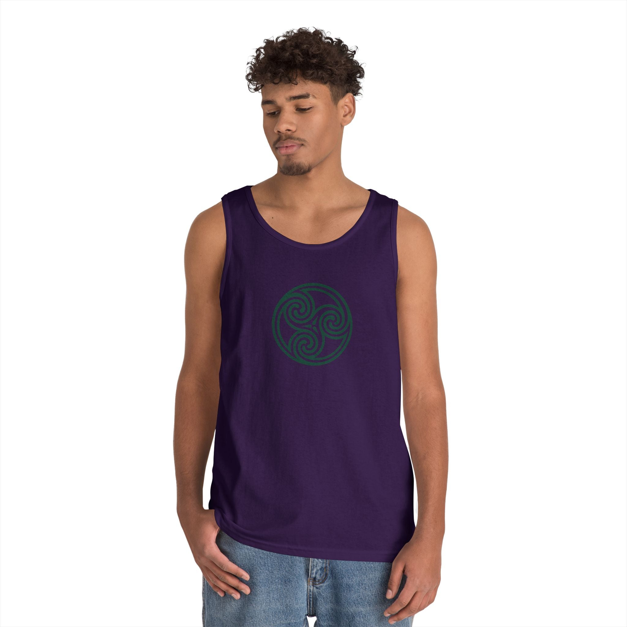 Celtic Spiral Triskele Symbol Green Unisex Tank Top